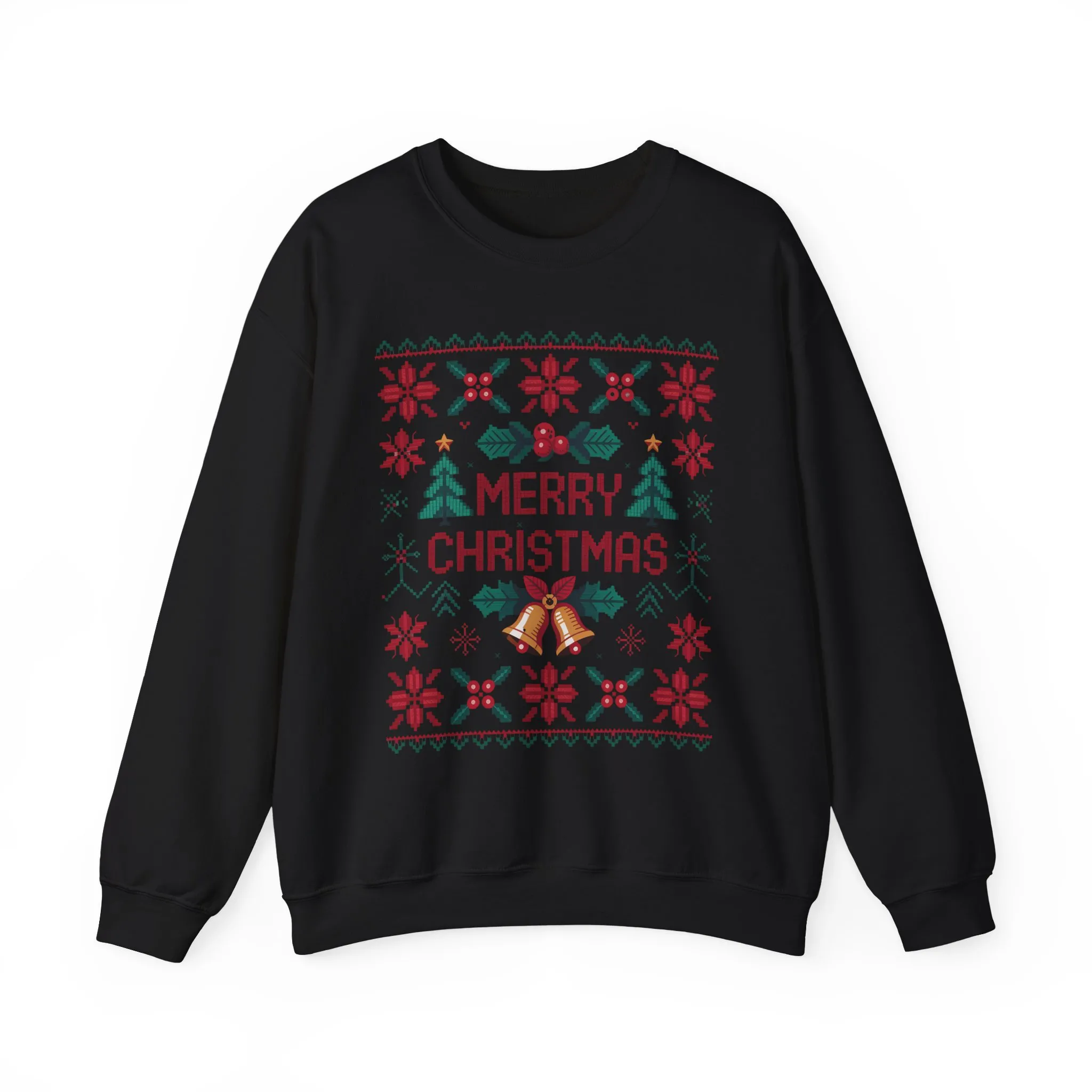 Merry Christmas Women's Sweatshirt, Cozy Knit Look Holiday Jumper, Classic Festive Winter Style Crewneck Sweatshirt - Image 10