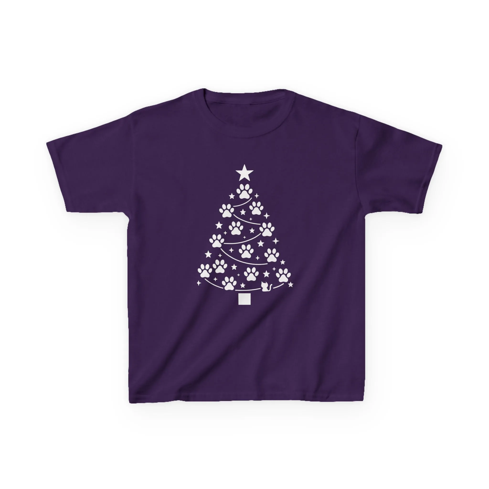 Paw Christmas Tree Girls Youth T-Shirt, Cute Pet Lover Holiday Tee - Image 9