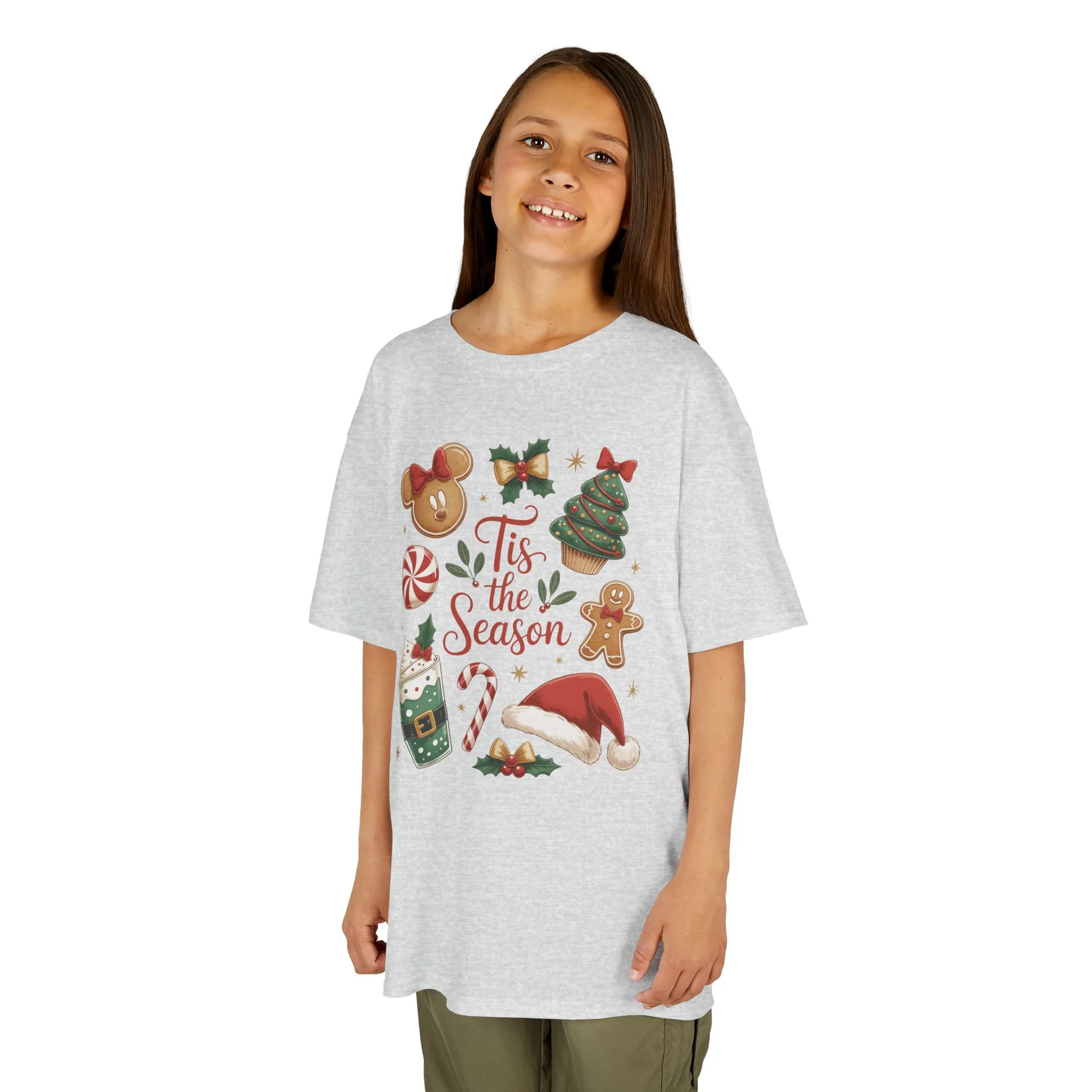 Tis the Season Christmas Shirt for Girls, Cute Holiday Cookie Tee, Kids Heavy Cotton™ Tee - Image 4