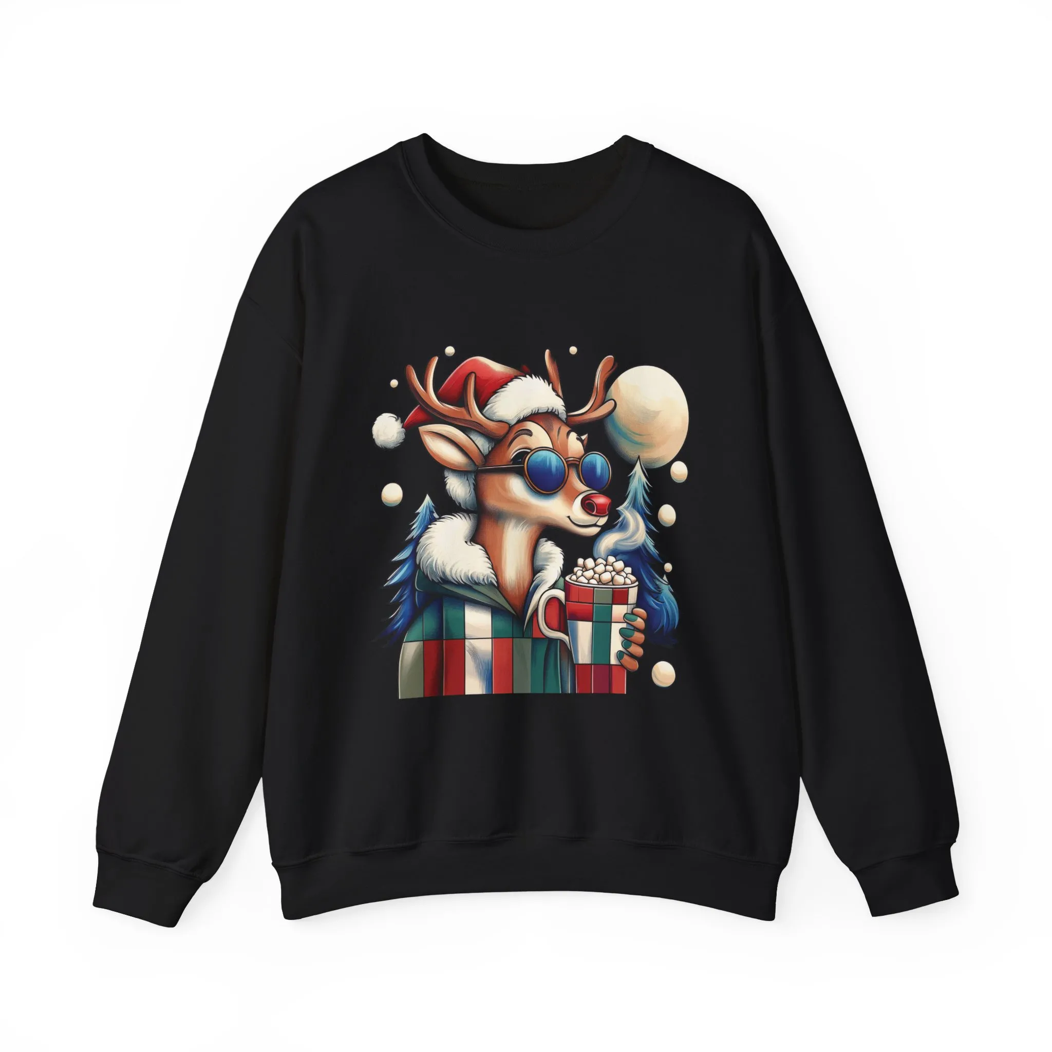 Cool Reindeer Christmas Sweatshirt, Funny Holiday Pullover for Men, Men's Heavy Blend™ Crewneck Sweatshirt - Image 4