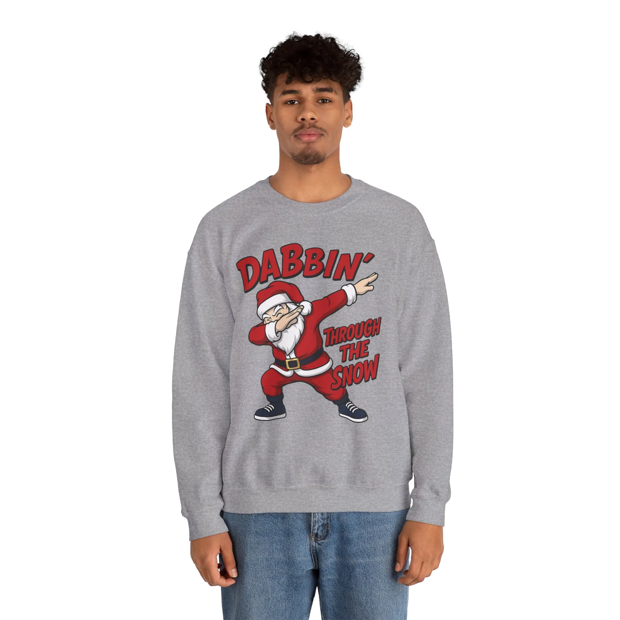 Dabbin Through The Snow Santa Men's Christmas Sweatshirt, Funny Holiday Jumper - Image 11