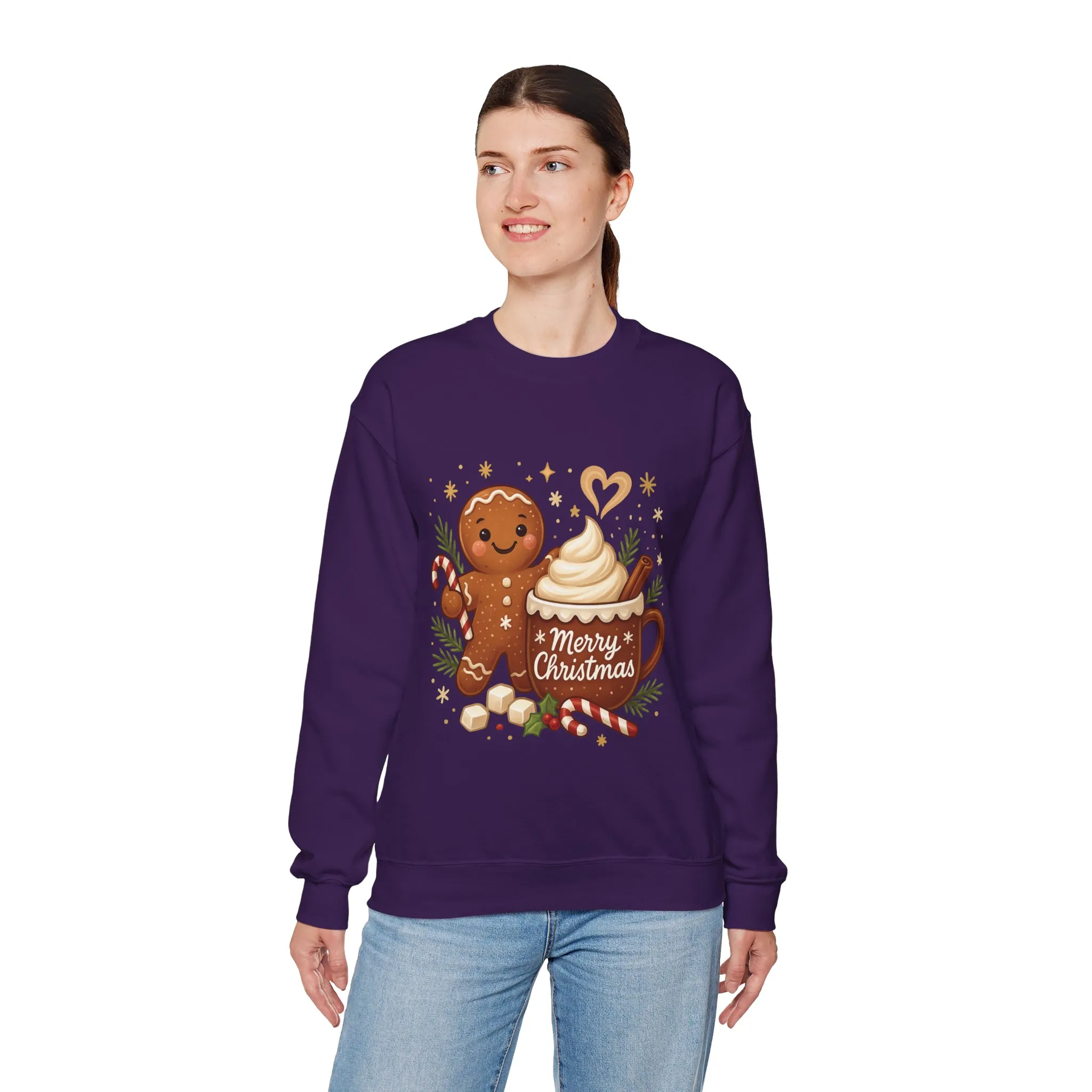 Women's Gingerbread - Hot Cocoa Christmas Sweatshirt, Cozy Holiday Pullover, Women's Heavy Blend™ Crewneck Sweatshirt - Image 21