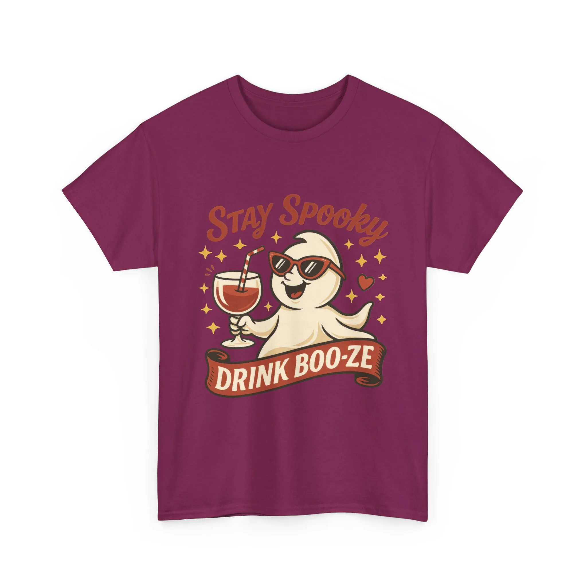 Stay Spooky Drink Boo-ze Women's T-Shirt, Funny Ghost Wine Halloween Party Graphic Tee - Image 25
