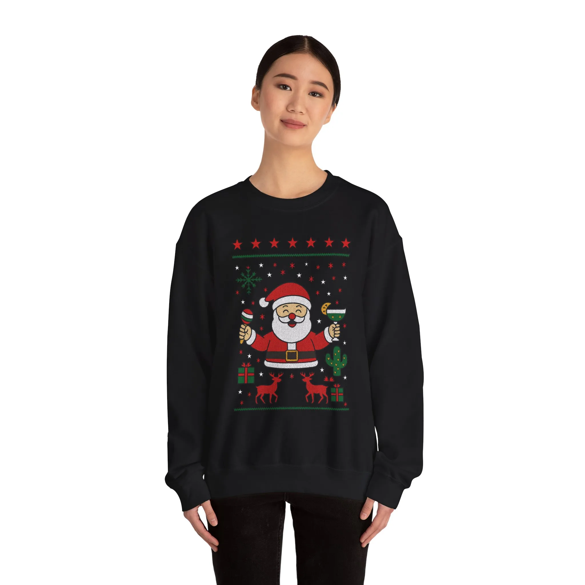 Funny Santa Women's Christmas Sweatshirt, Holiday Party Pullover - Image 5