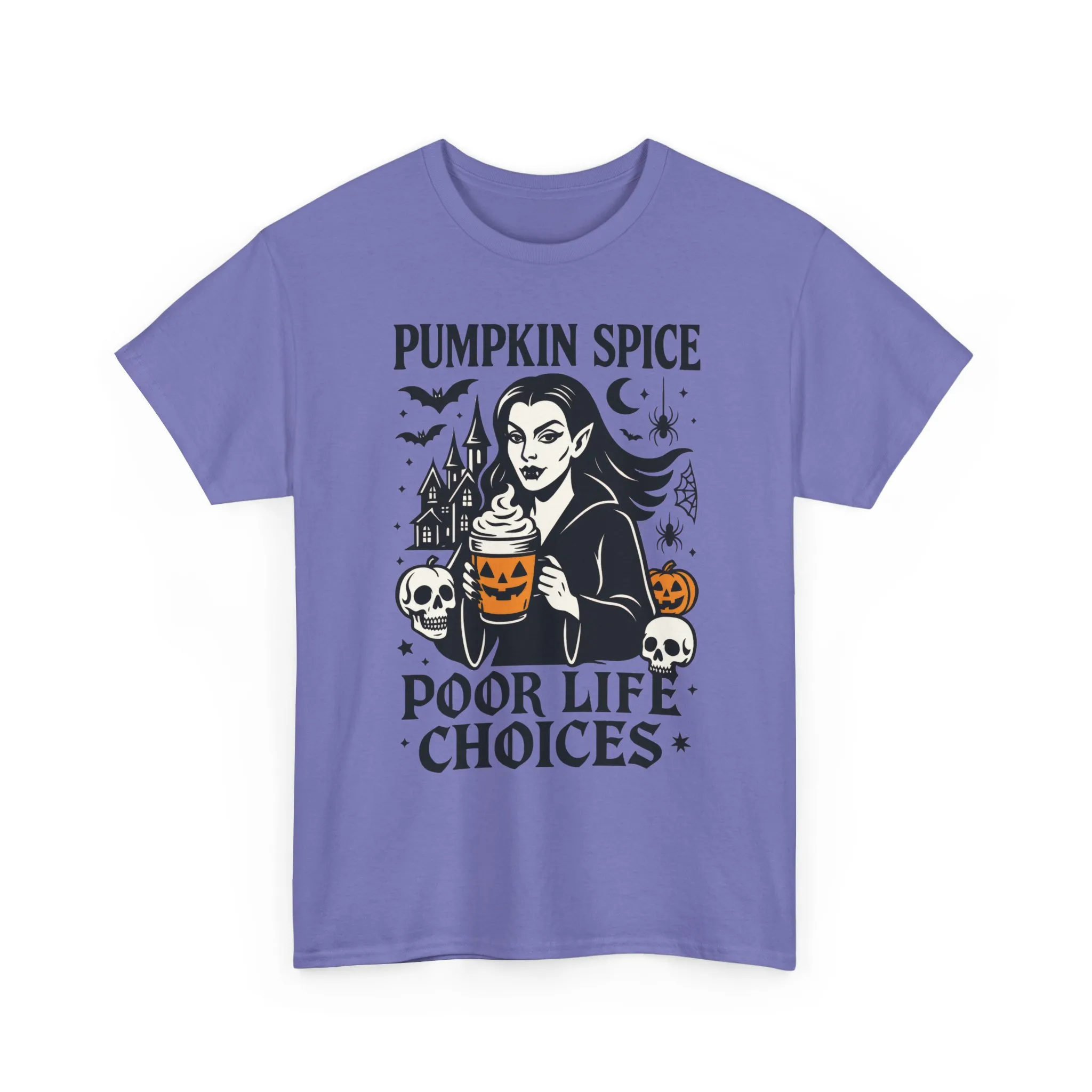 Pumpkin Spice Poor Life Choices Women's T-Shirt, Funny Vampire Coffee Halloween Graphic Tee - Image 16