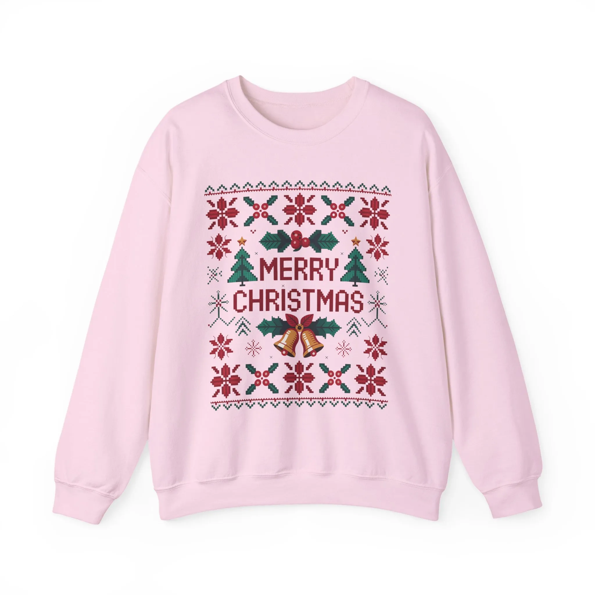 Merry Christmas Women's Sweatshirt, Cozy Knit Look Holiday Jumper, Classic Festive Winter Style Crewneck Sweatshirt - Image 25