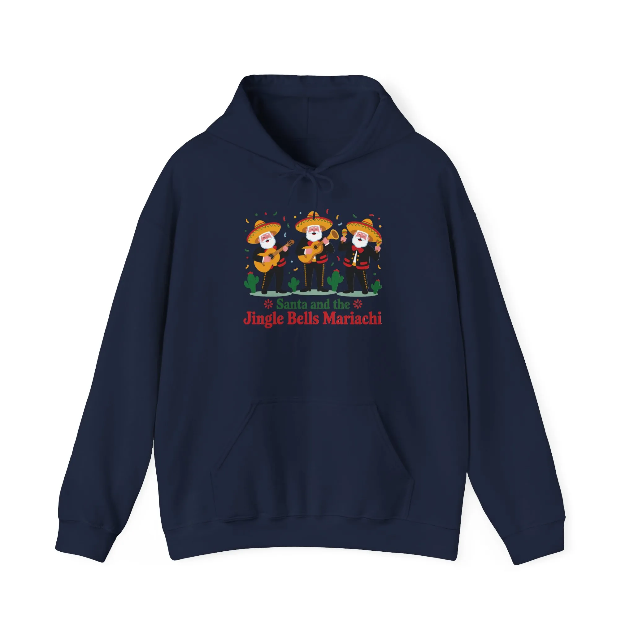 Santa and the Jingle Bells Mariachi Hoodie, Funny Mexican Santa Christmas Hoodie, Latin Fiesta Holiday Sweatshirt - Image 25