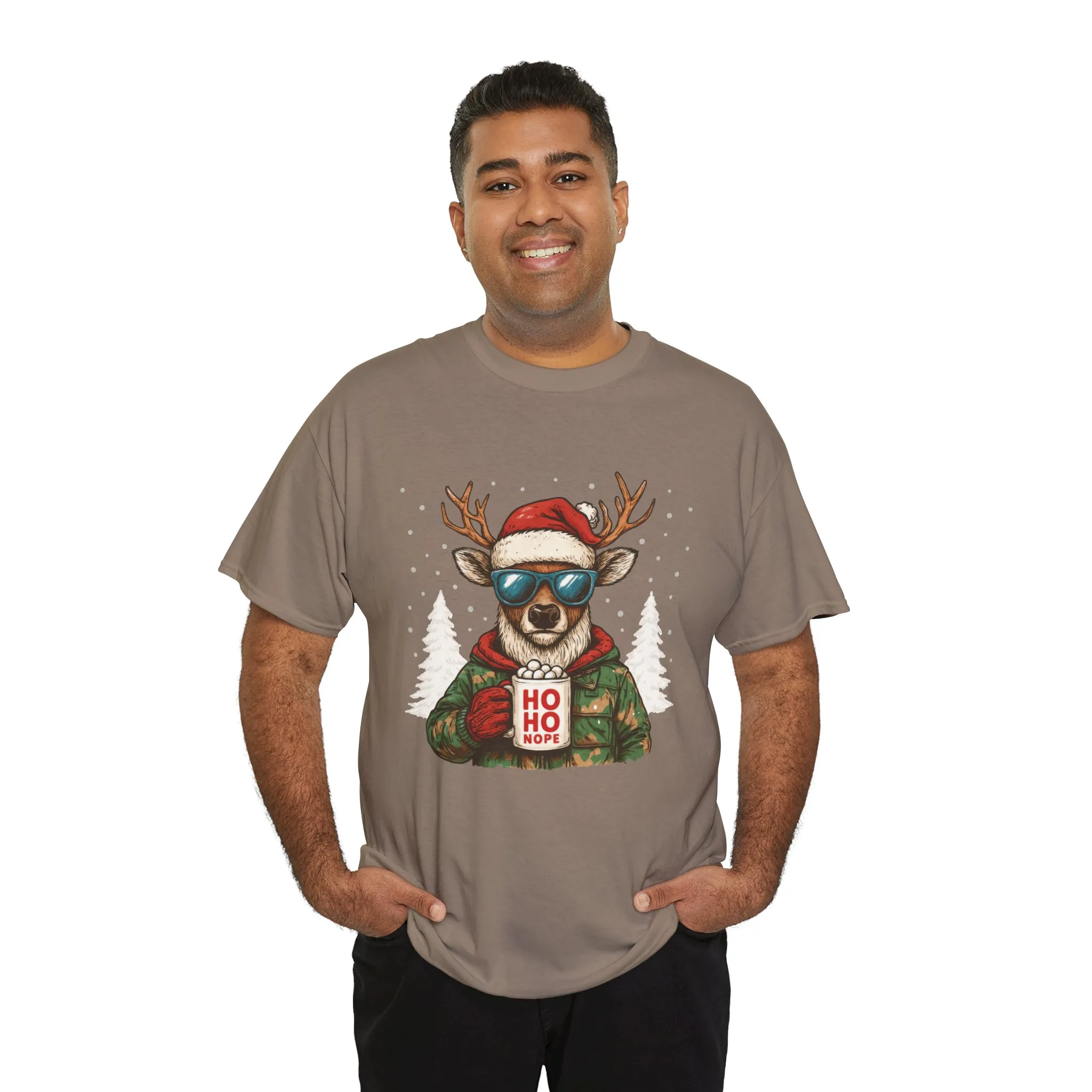 Men's HO HO NOPE Funny Christmas Sweatshirt, Cool Reindeer Pullover - Image 9