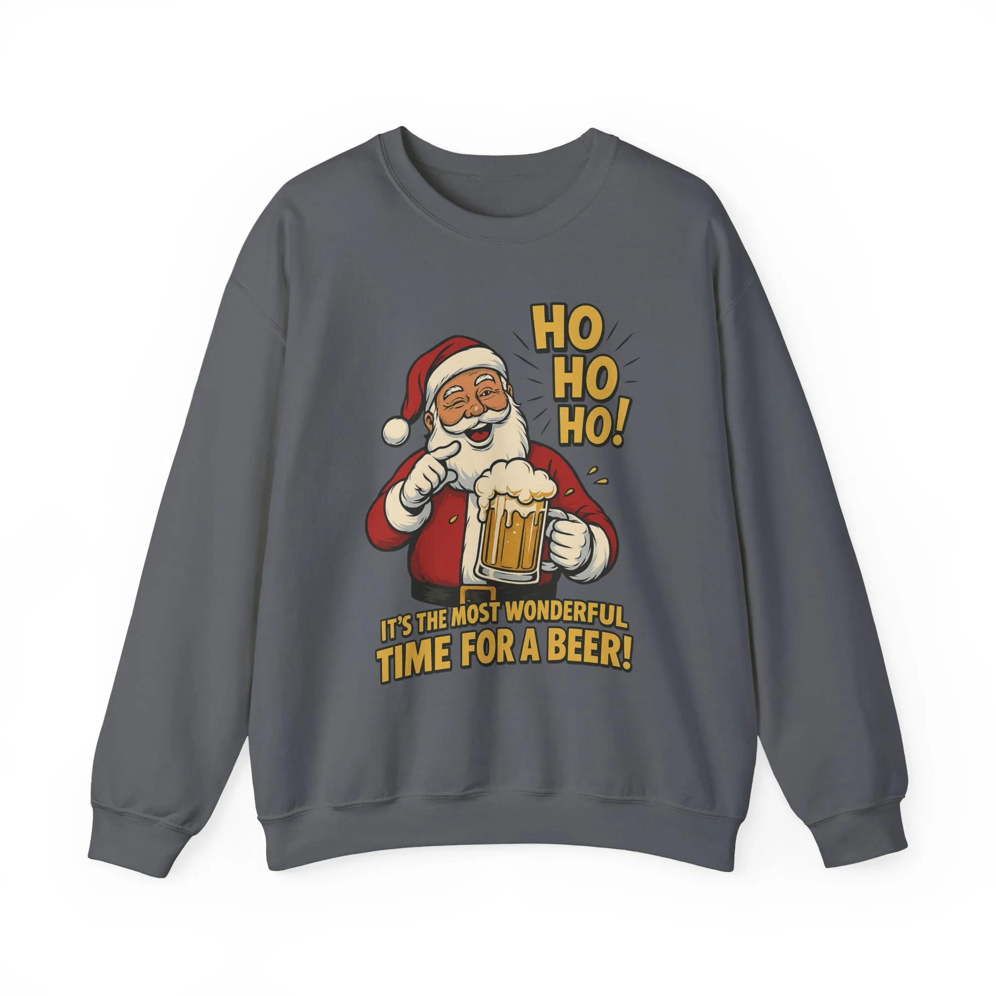 Funny Santa Beer Christmas Sweatshirt, Men's Holiday Pullover, Men's Heavy Blend™ Crewneck Sweatshirt - Image 16
