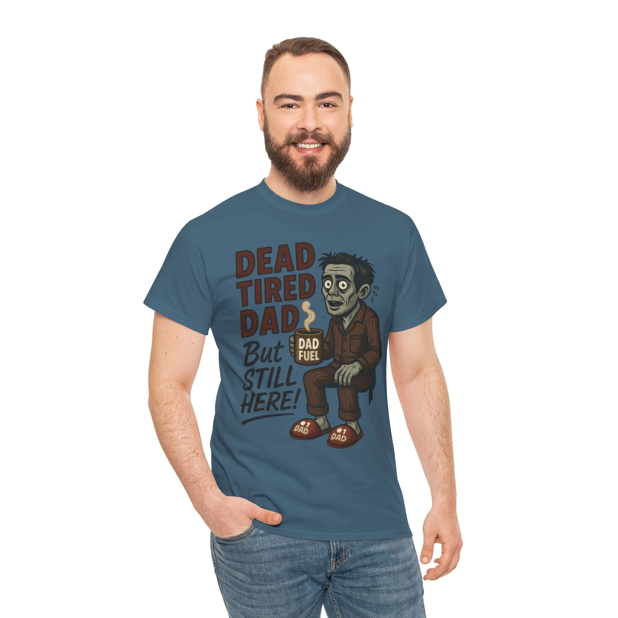 Dead Tired Dad Funny Zombie Coffee Men's T-Shirt, Father's Day Gift for Men, Dad Fuel Graphic Tee, Halloween Dad Tee - Image 20