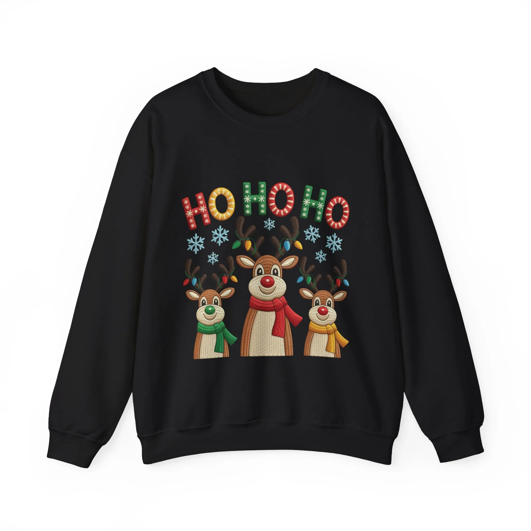 Ho Ho Ho Reindeer Christmas Sweatshirt, Cute Holiday Pullover for Women - Image 7