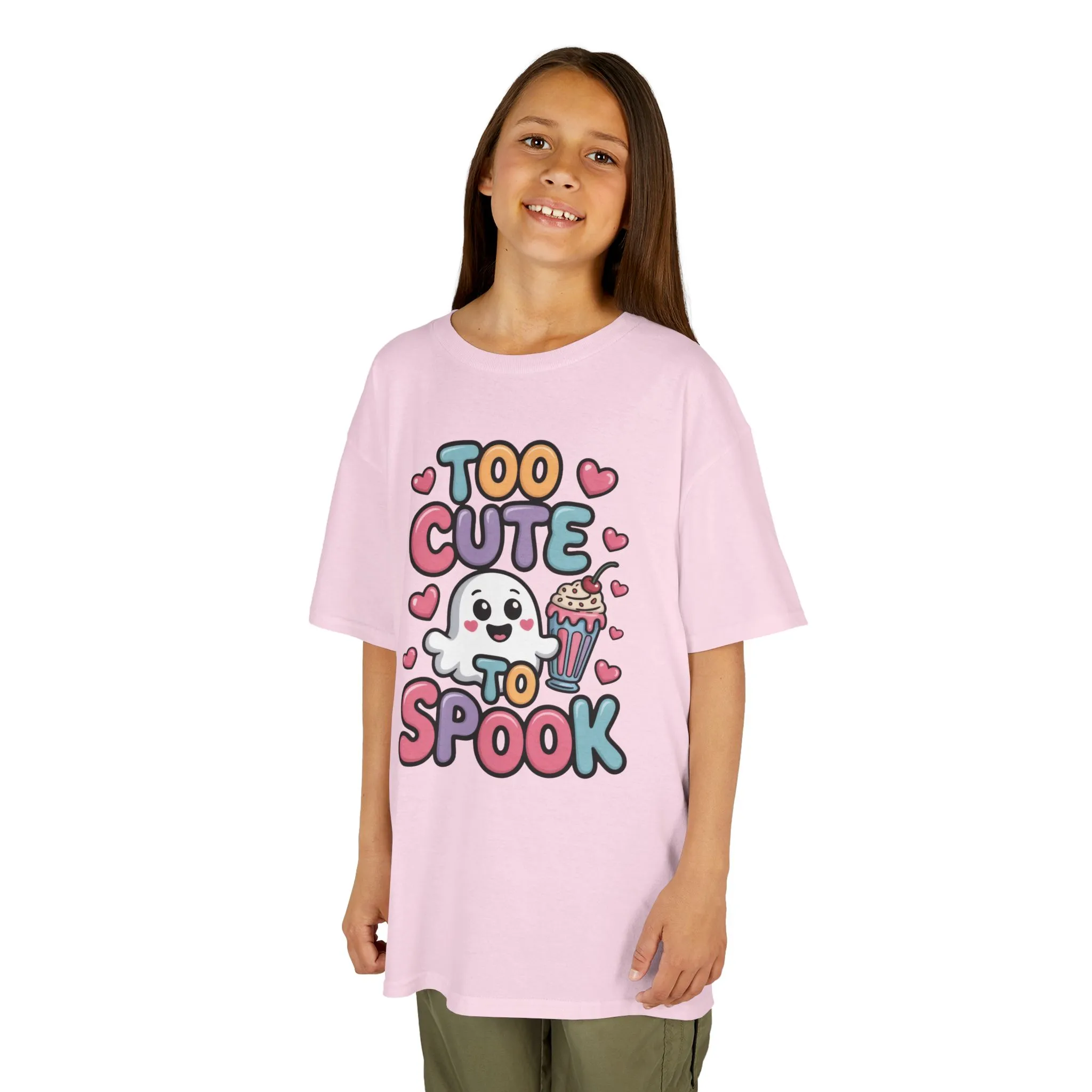 Kids Too Cute To Spook T-Shirt, Cute Ghost Milkshake Shirt, Kawaii Halloween Tee for Boys & Girls - Image 16