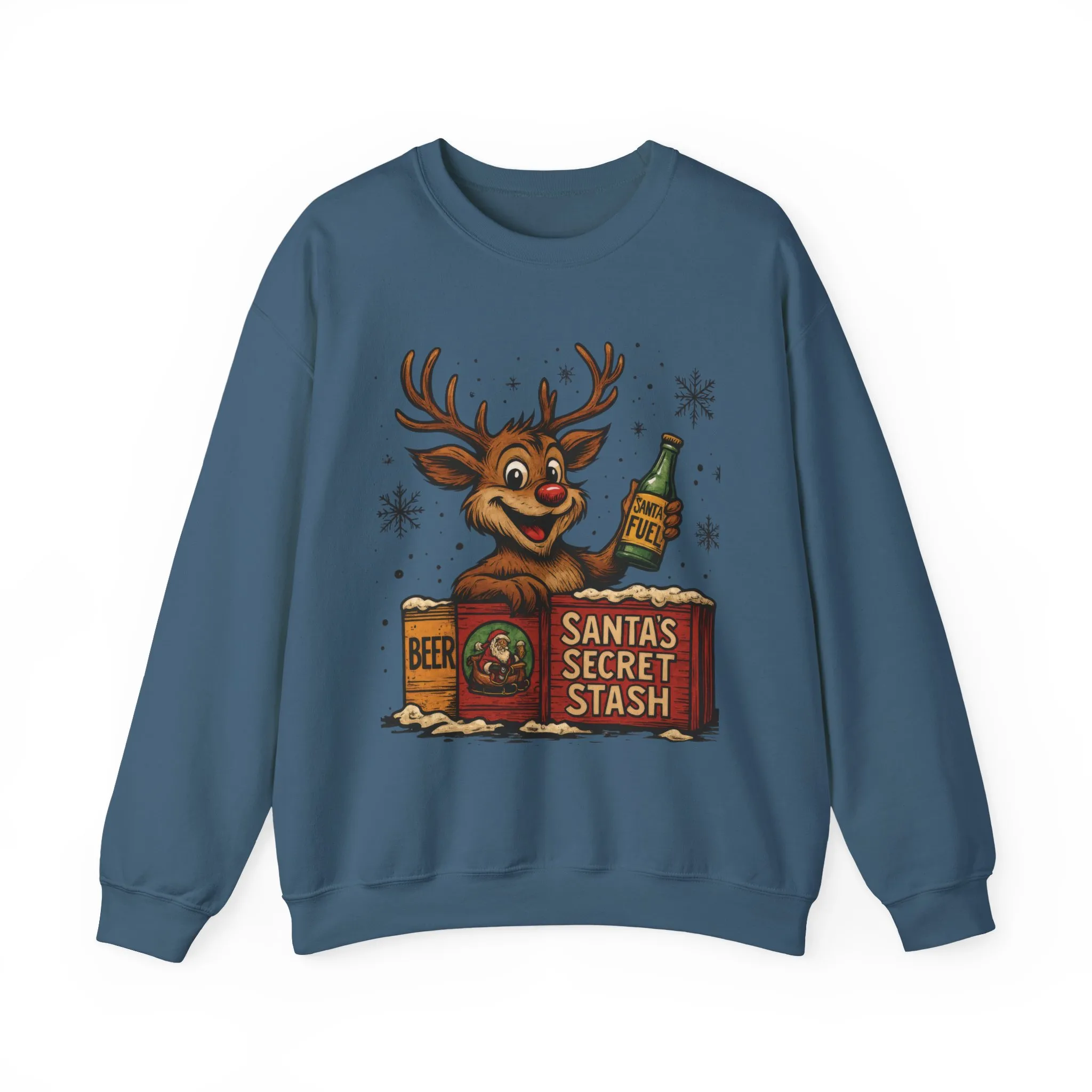 Mens Funny Christmas Sweatshirt, Santa's Secret Stash Reindeer Pullover, Men's Heavy Blend™ Crewneck Sweatshirt - Image 16