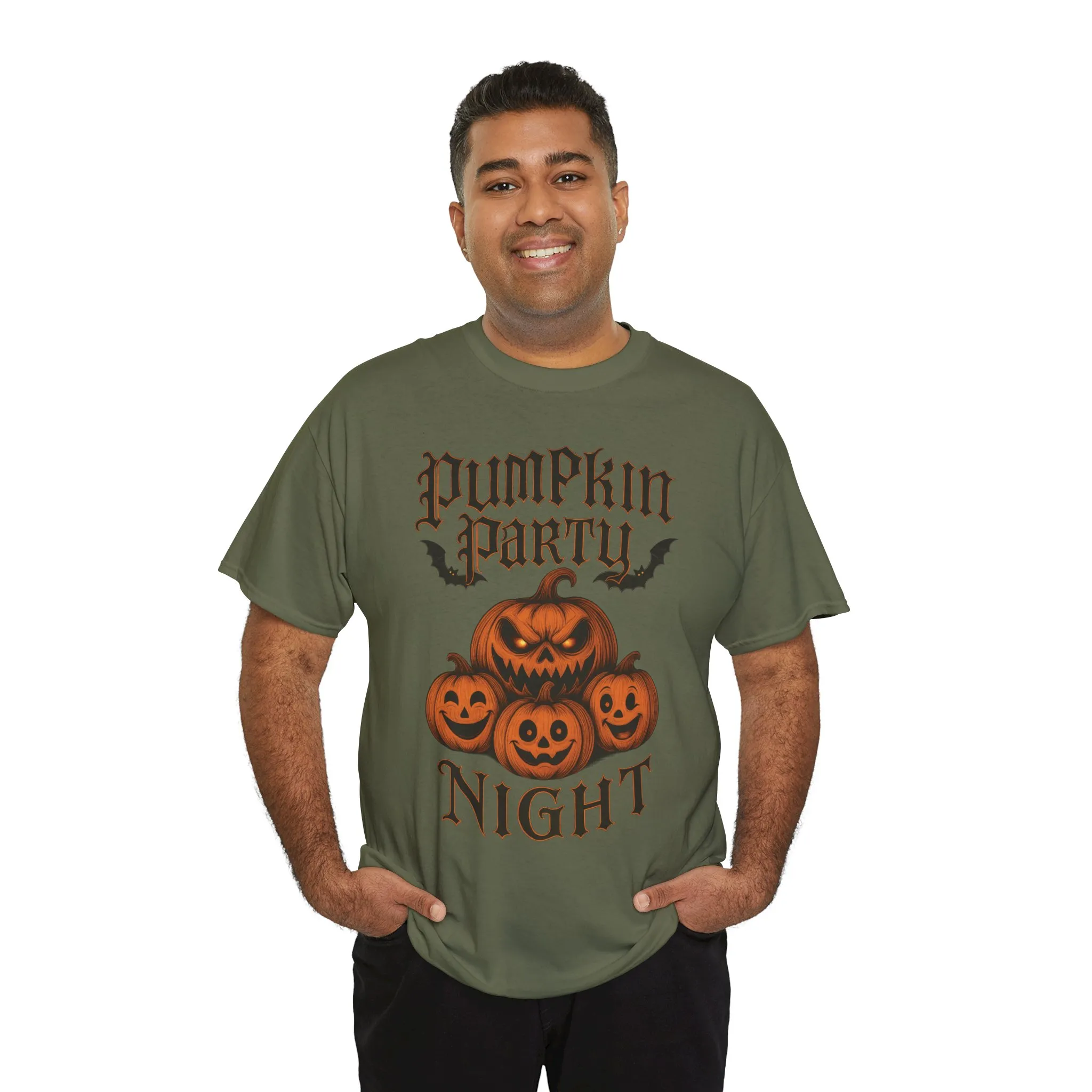 Pumpkin Party Night Men's Halloween T-Shirt, Scary Jack-O-Lantern Pumpkin Graphic Tee for Him - Image 15