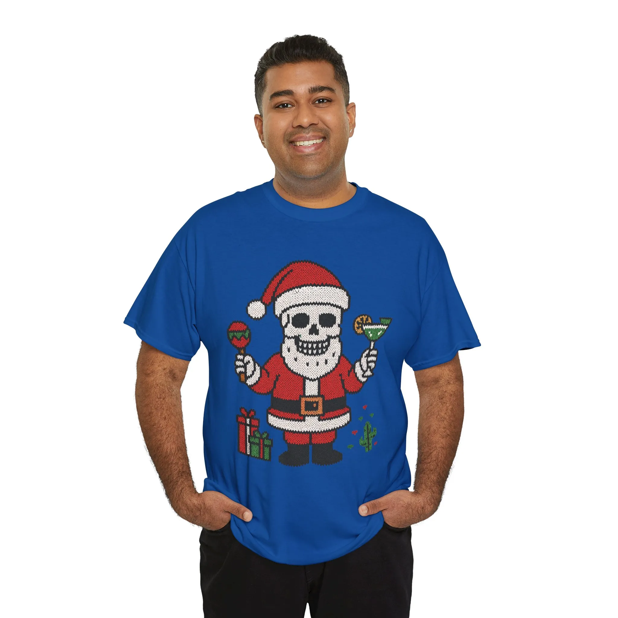 Funny Santa Skull Christmas Men's Shirt, Holiday Margarita Tee for Men - Image 24