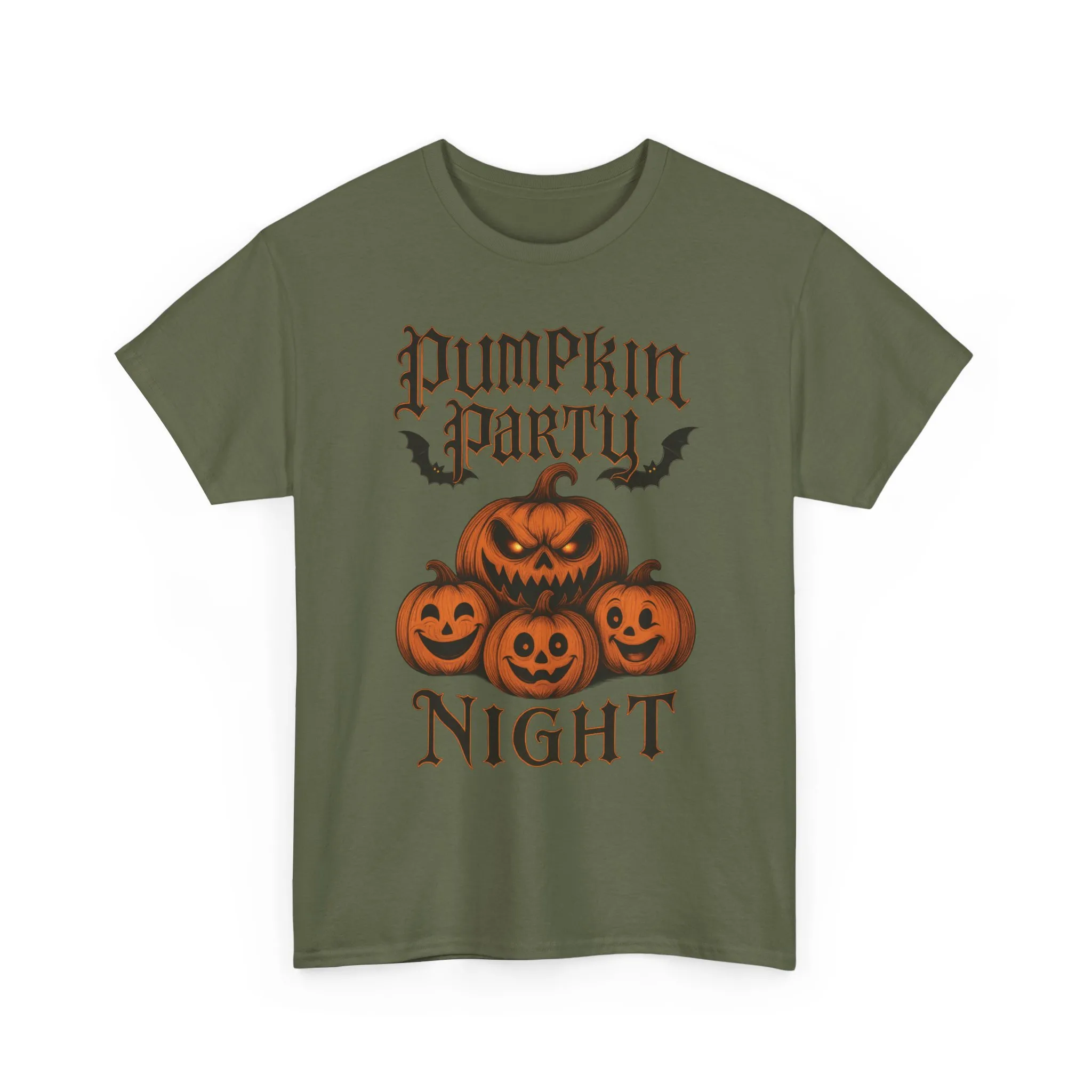 Pumpkin Party Night Men's Halloween T-Shirt, Scary Jack-O-Lantern Pumpkin Graphic Tee for Him - Image 13