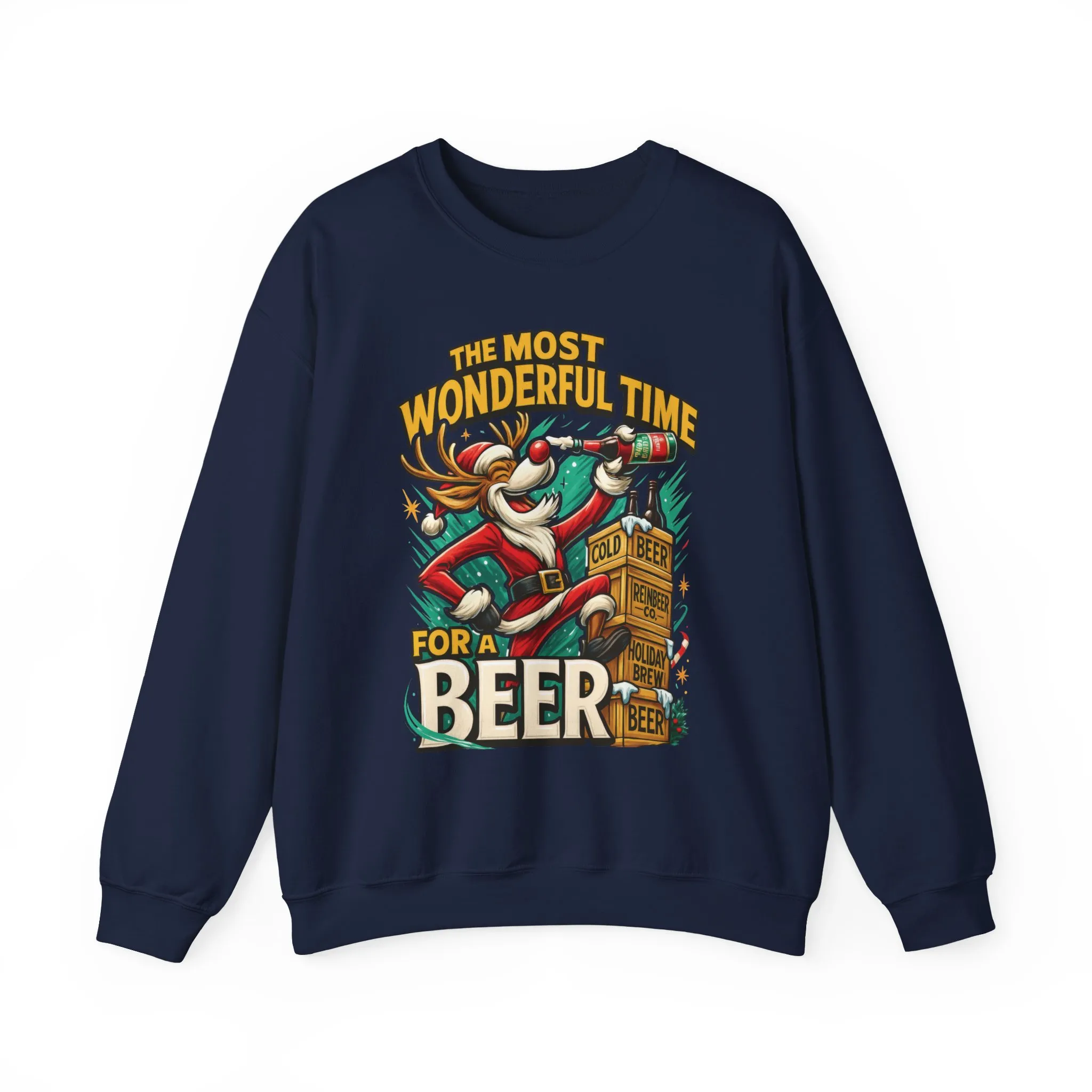 Funny Christmas Beer Men's Sweatshirt, The Most Wonderful Time for a Beer - Image 22