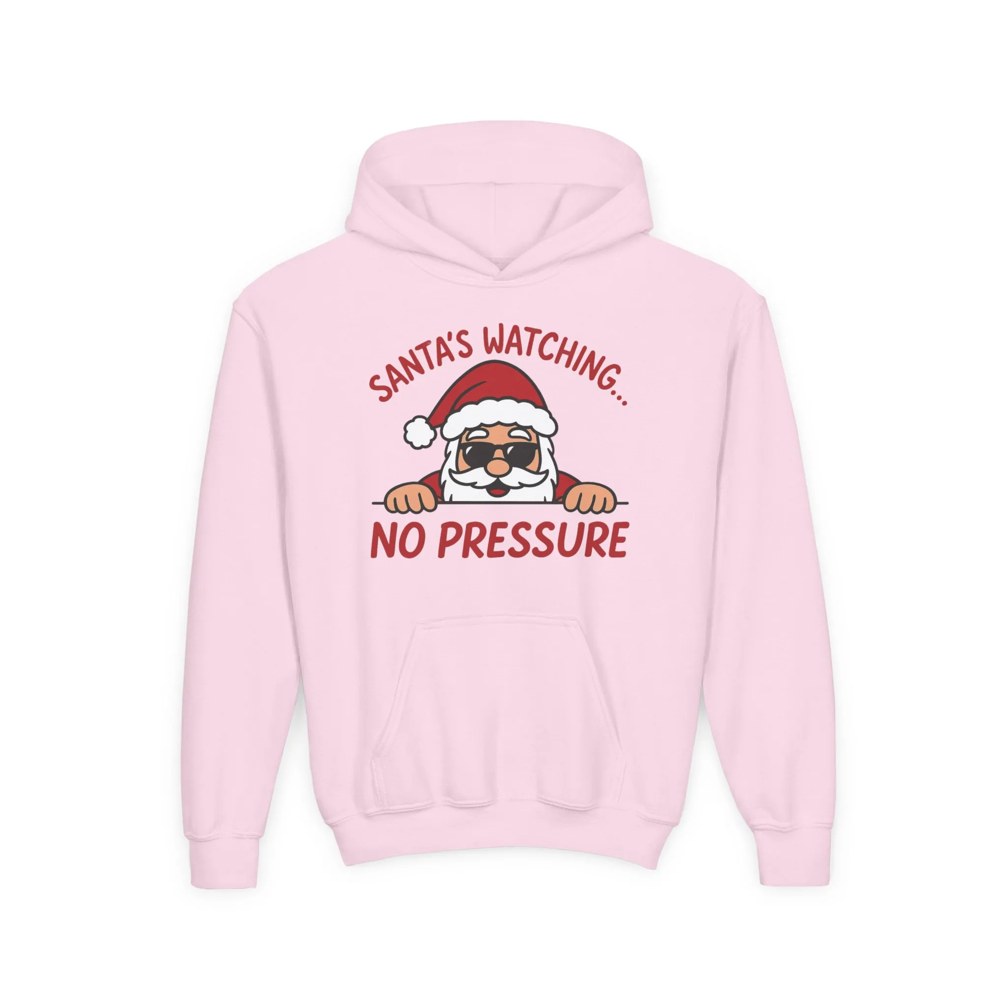 Santa's Watching No Pressure Kids Christmas Hoodie, Funny Holiday Sweatshirt for Youth - Image 22