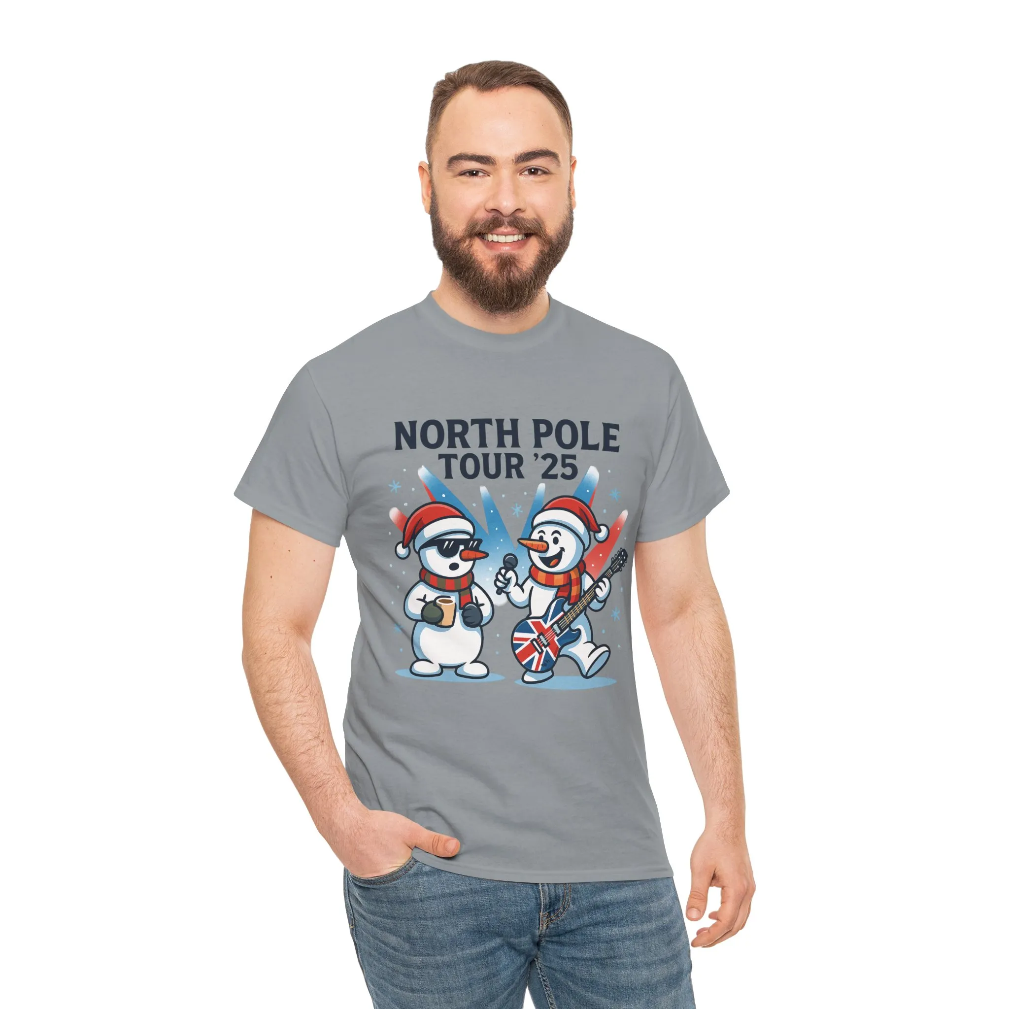 North Pole Tour 25 Men's Christmas T-Shirt, Funny Rock Music Holiday Tee - Image 11