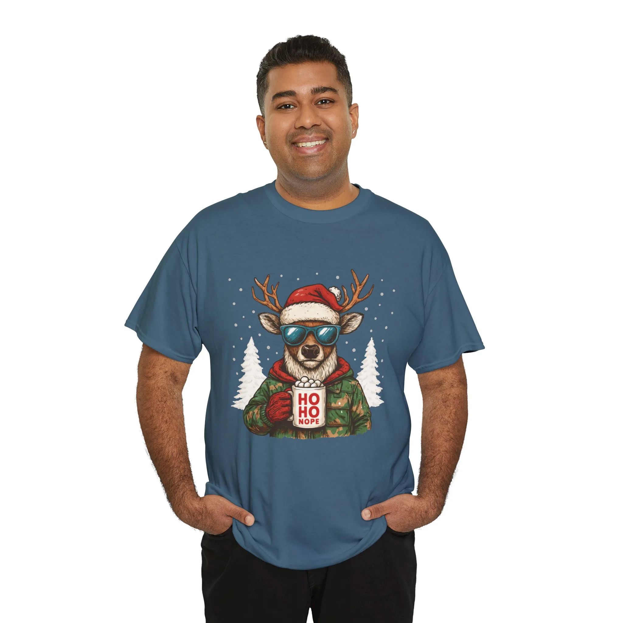 Men's HO HO NOPE Funny Christmas Sweatshirt, Cool Reindeer Pullover - Image 21