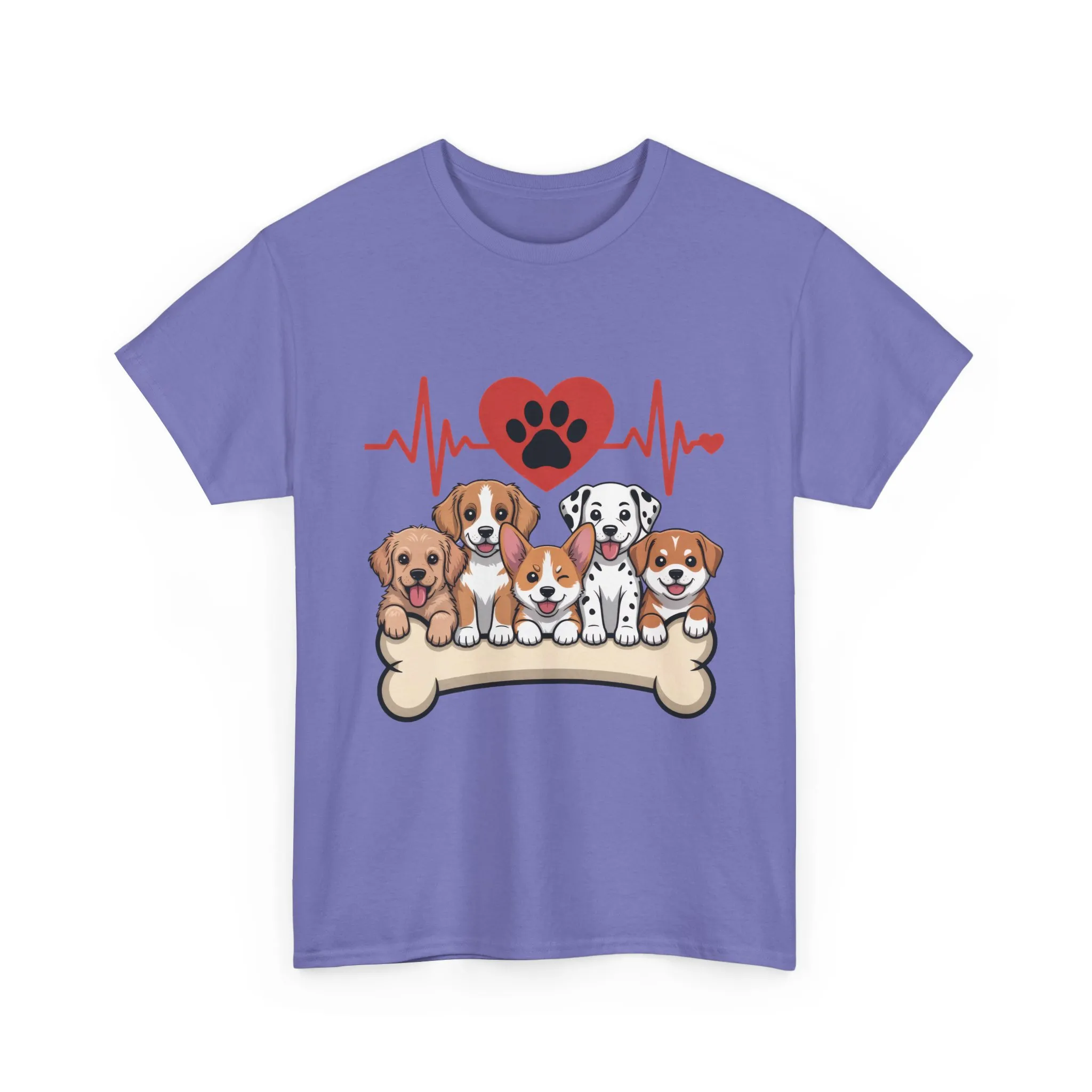 Cute Puppy Heartbeat Women's T-Shirt, Dog Lover Gift, Paw Print Heart Graphic Tee - Image 19
