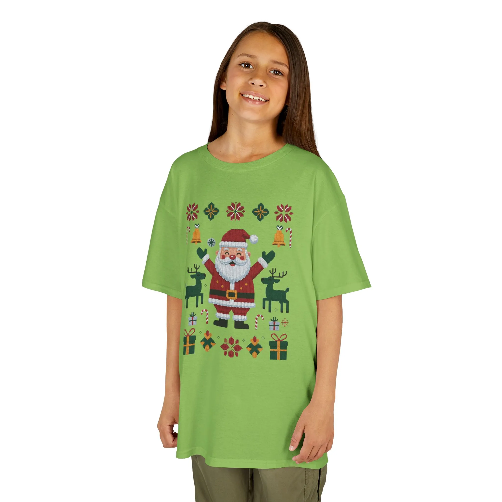 Kids Santa Christmas T-Shirt, Cute Reindeer Holiday Tee, Classic Christmas Shirt for Girls - Image 10