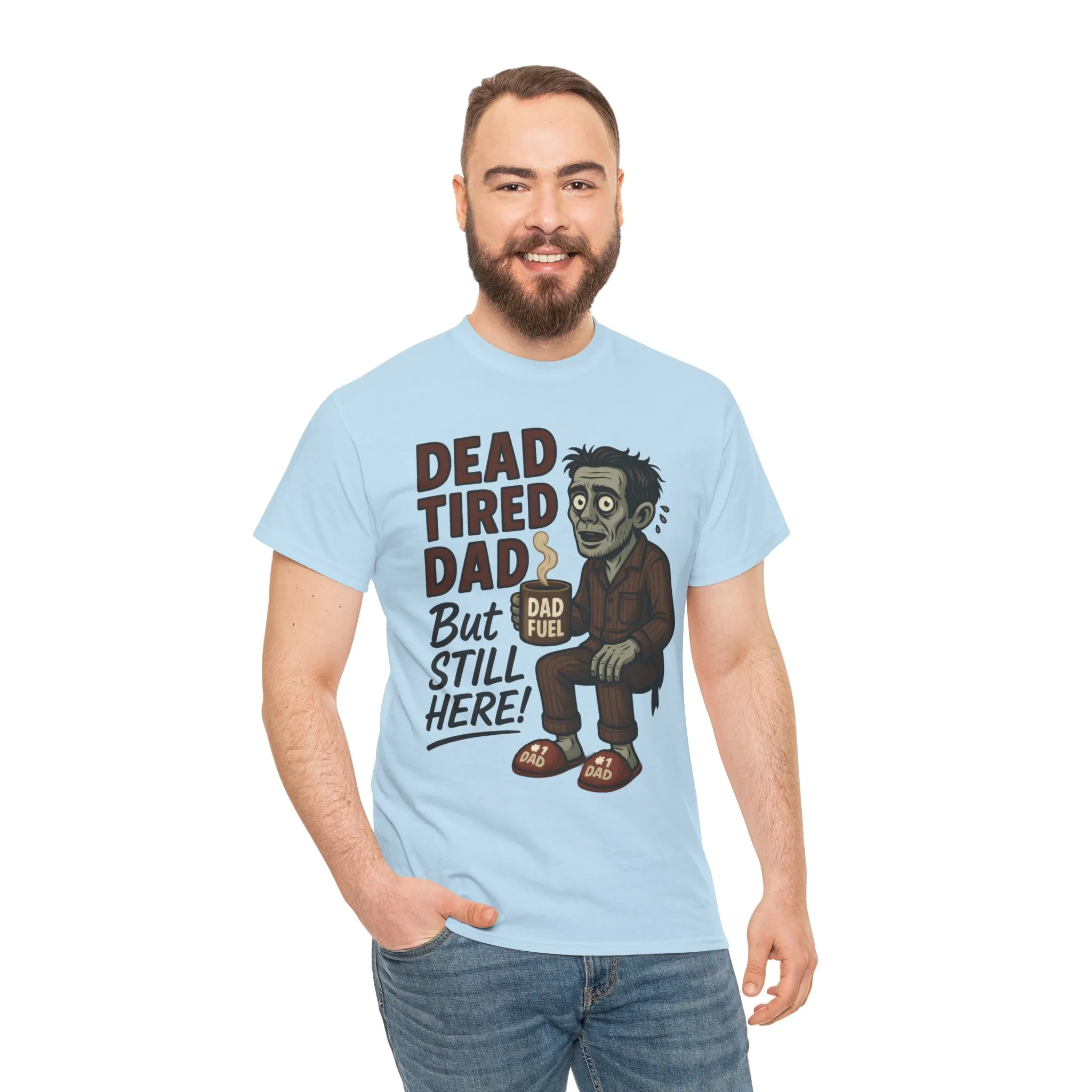 Dead Tired Dad Funny Zombie Coffee Men's T-Shirt, Father's Day Gift for Men, Dad Fuel Graphic Tee, Halloween Dad Tee - Image 32
