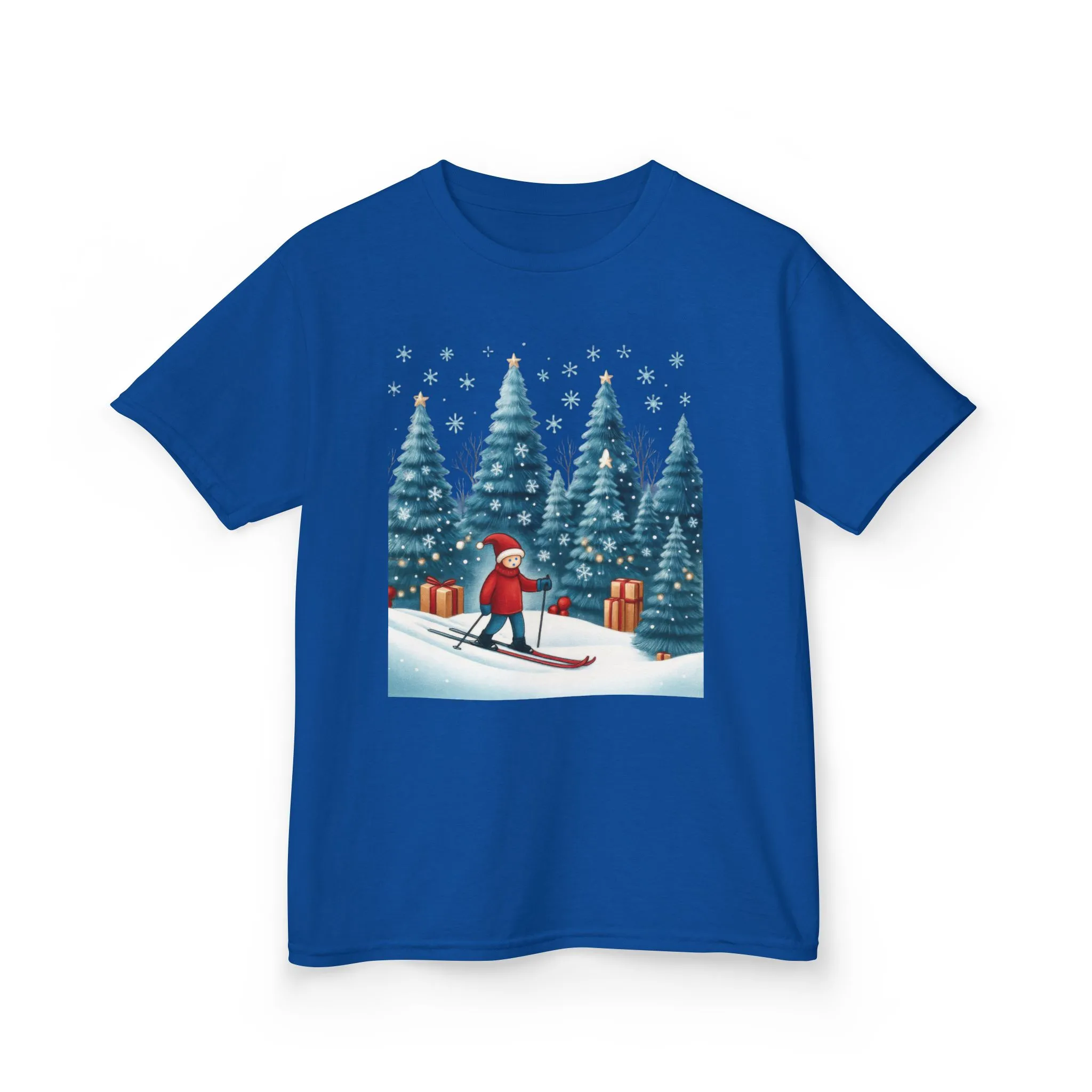 Kids Christmas Skiing T-Shirt, Cute Winter Holiday Graphic Tee, Kids Heavy Cotton™ Tee - Image 11
