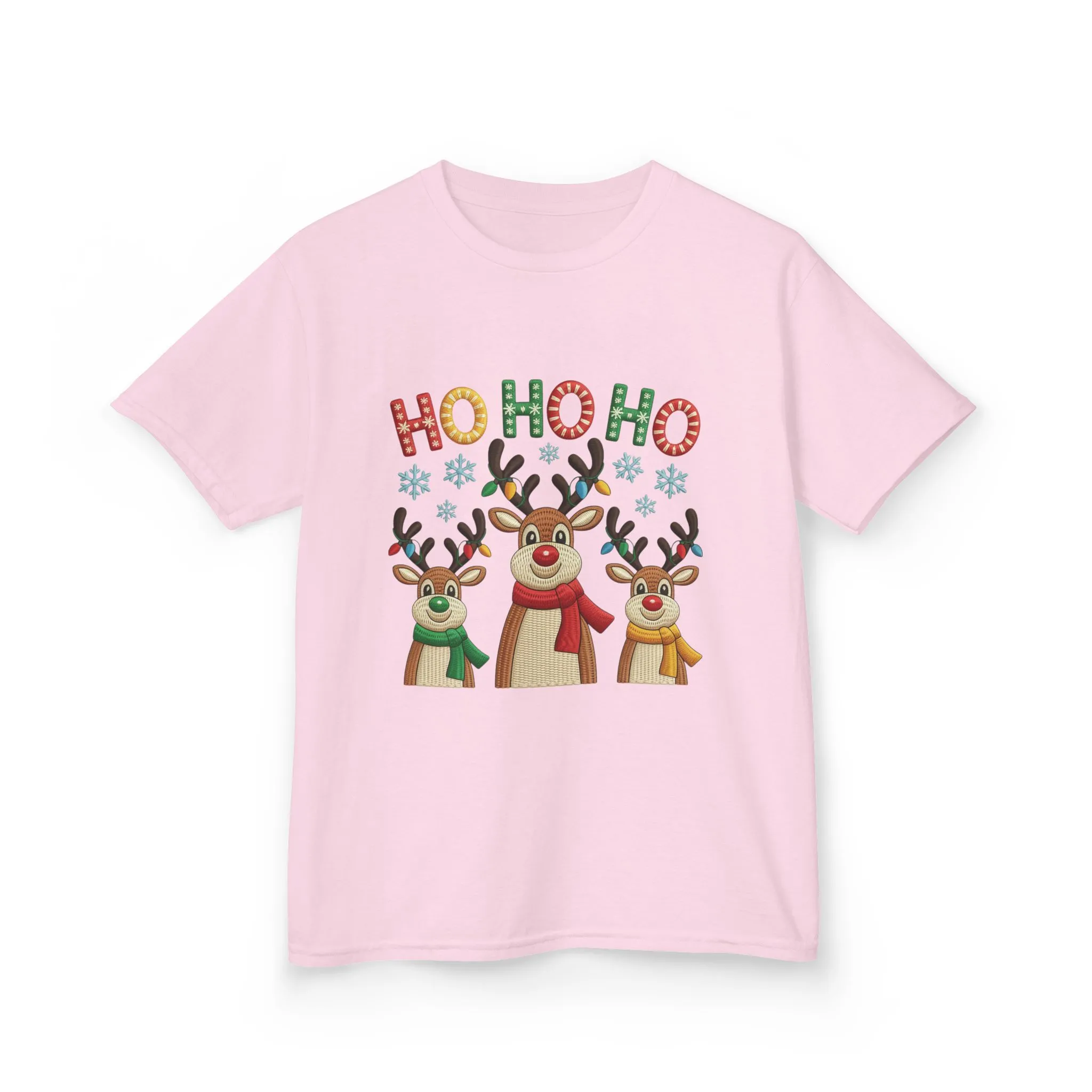Ho Ho Ho Reindeer T-Shirt for Girl, Cute Christmas Kids Holiday Tee - Image 13