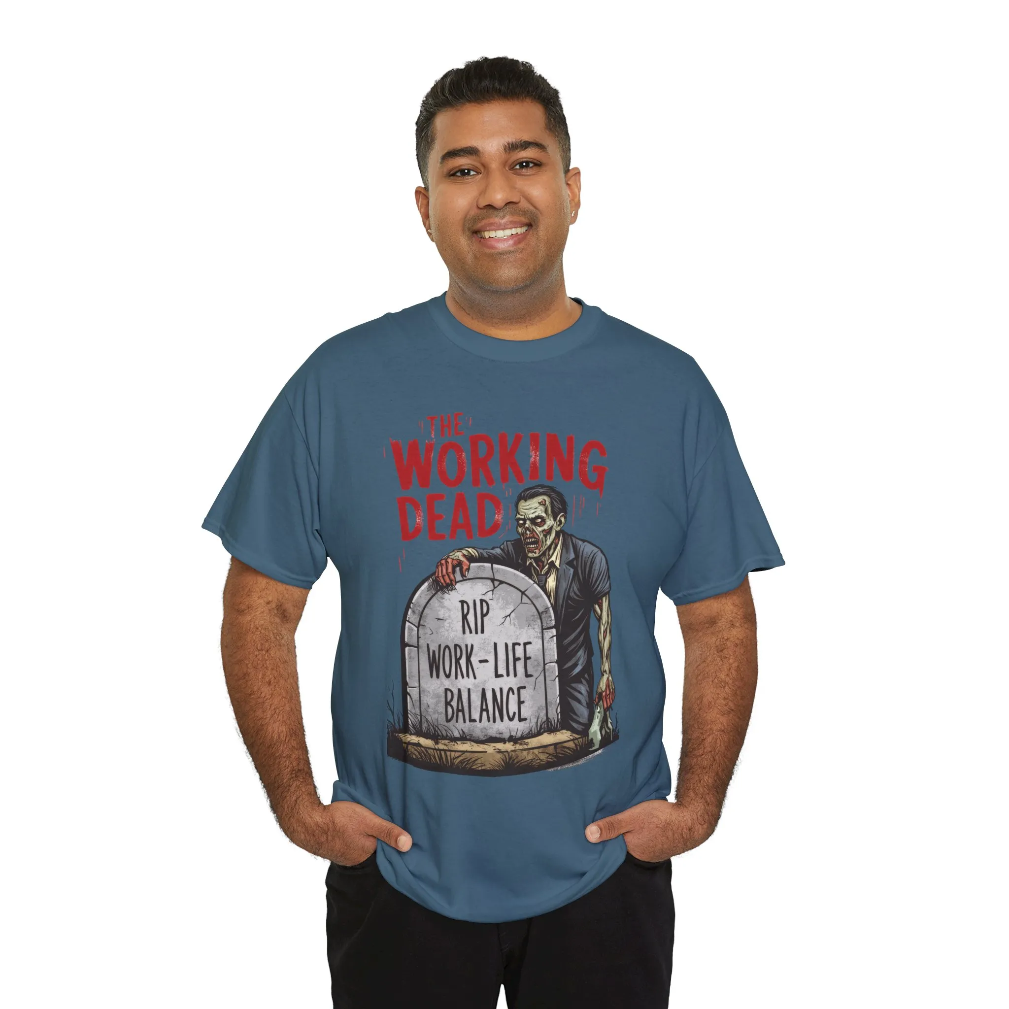 The Working Dead Shirt Men, Funny Work Life Balance Zombie Tee, RIP Work Shirt, Halloween Tee - Image 18