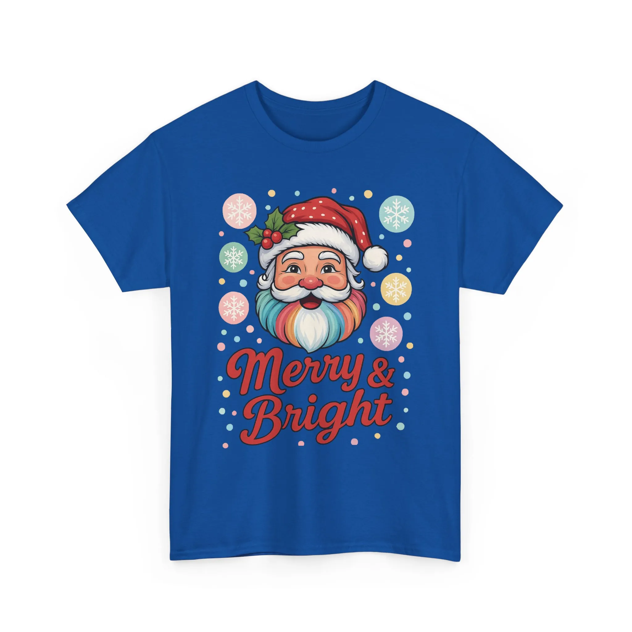 Merry - Bright Santa Christmas T-Shirt, Retro Pastel Christmas Tee, Cute Holiday Shirt for Women - Image 16