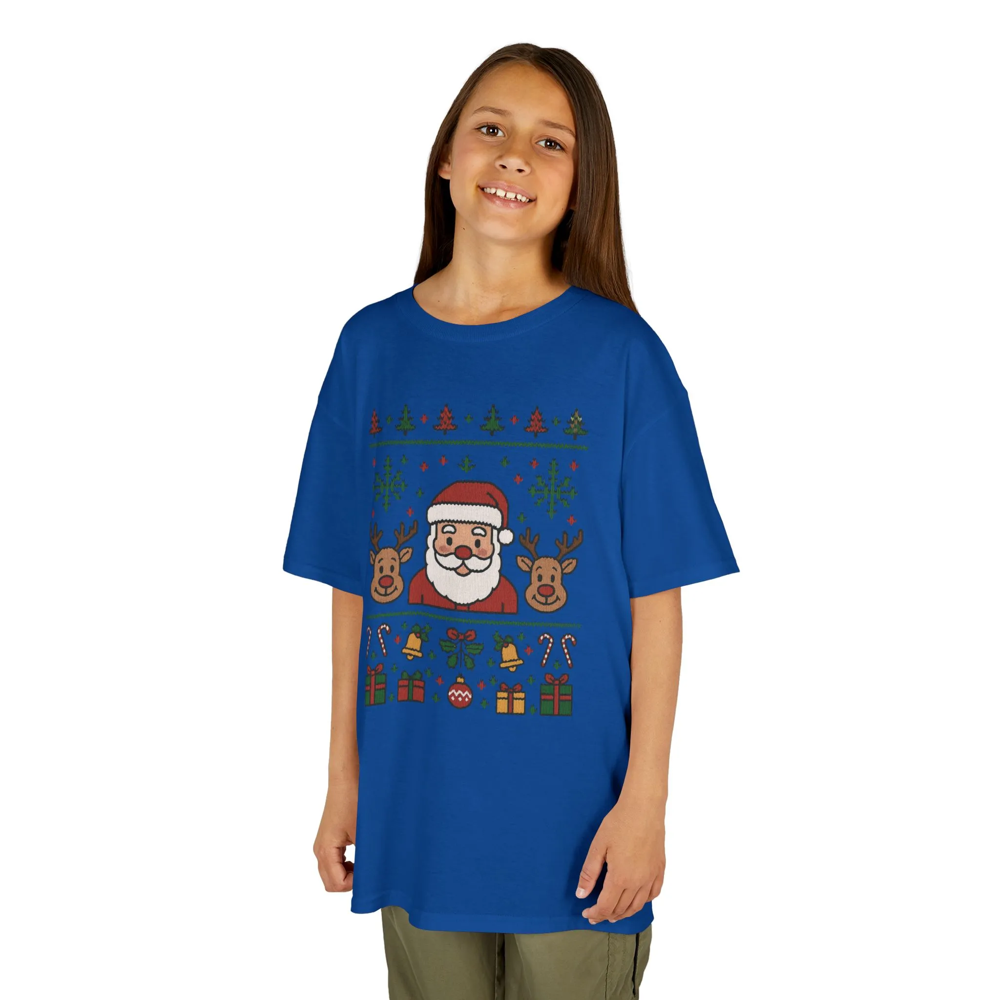 Santa - Reindeer Christmas Shirt for Kids, Cute Holiday Tee, Kids Heavy Cotton™ Tee - Image 17