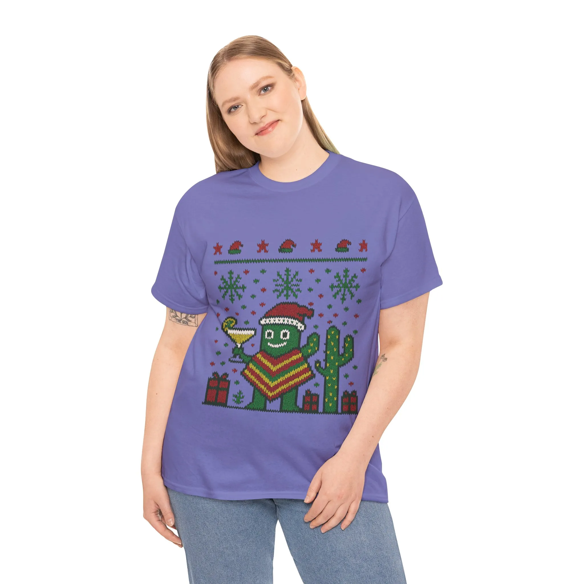 Festive Cactus Christmas Shirt, Funny Holiday Santa Hat Tee for Women, Women's Funny Xmas Shirt - Image 21