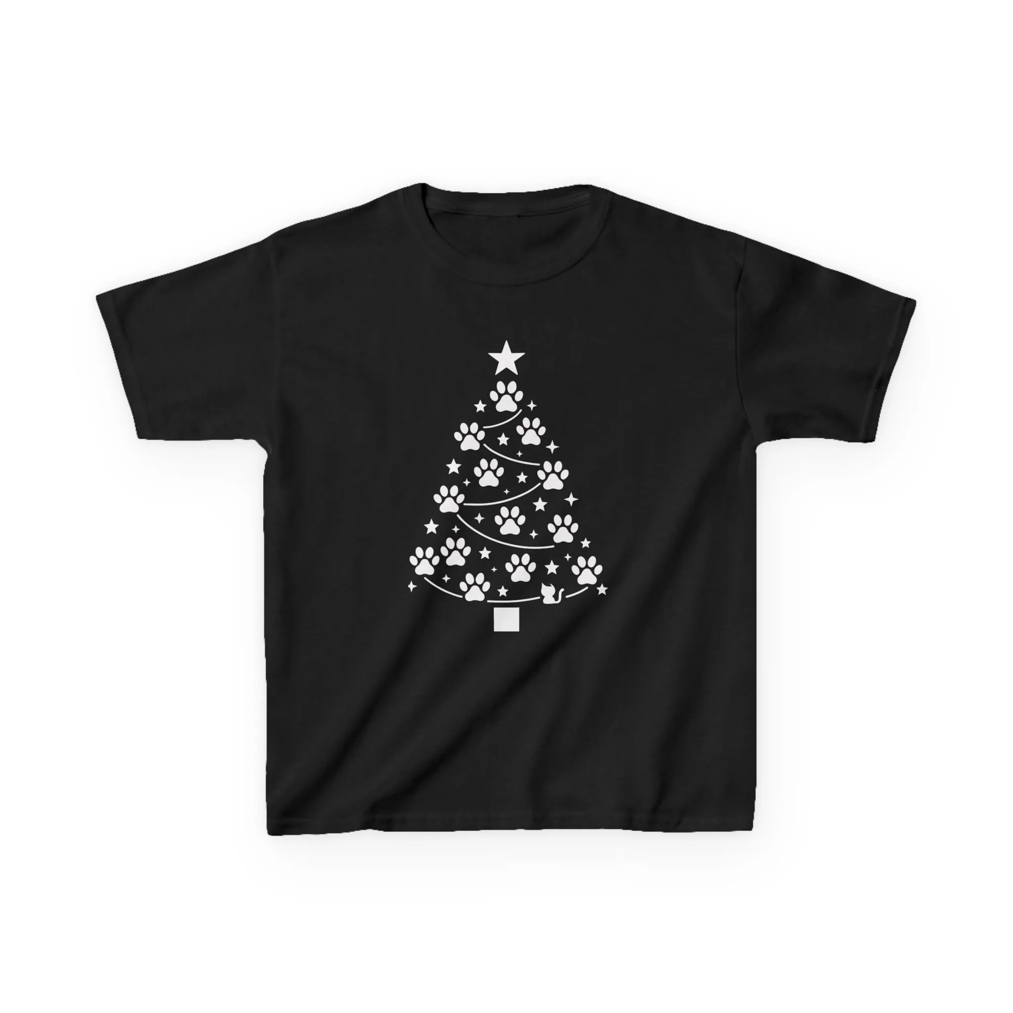 Paw Christmas Tree Girls Youth T-Shirt, Cute Pet Lover Holiday Tee - Image 3