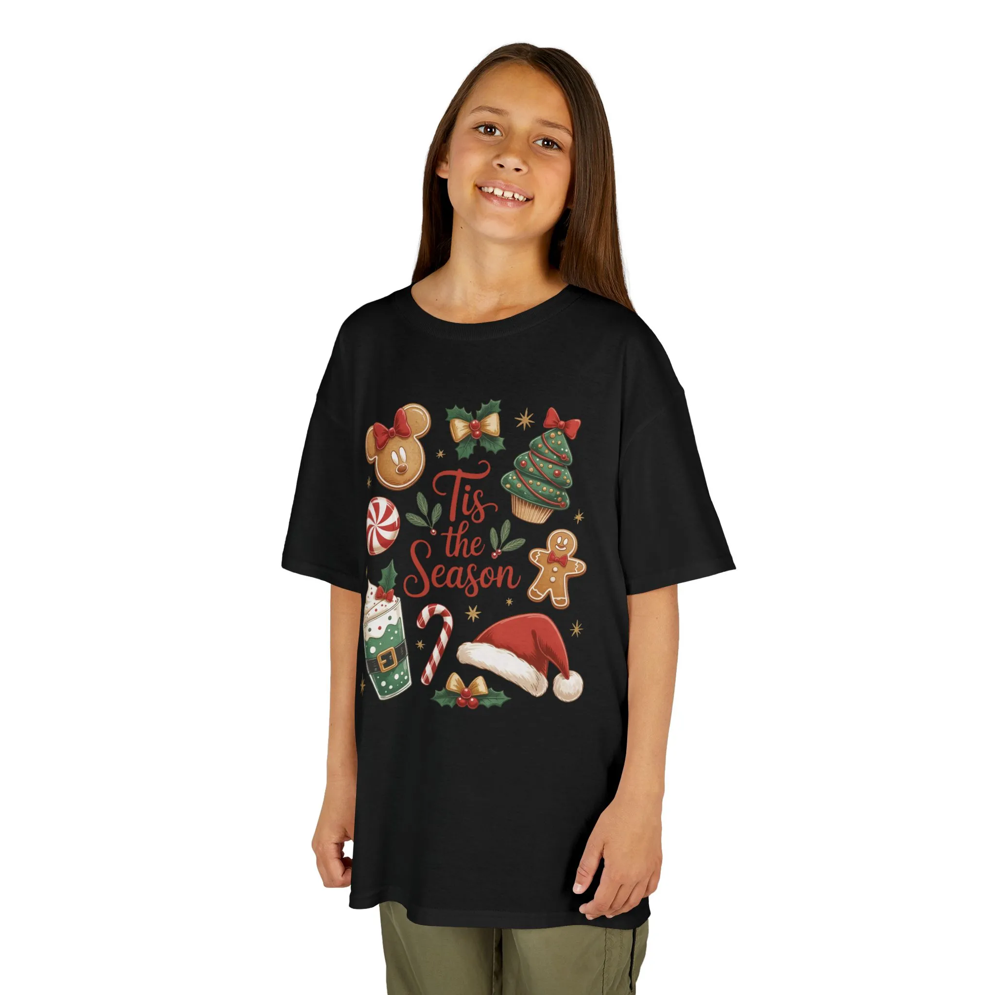Tis the Season Christmas Shirt for Girls, Cute Holiday Cookie Tee, Kids Heavy Cotton™ Tee - Image 6