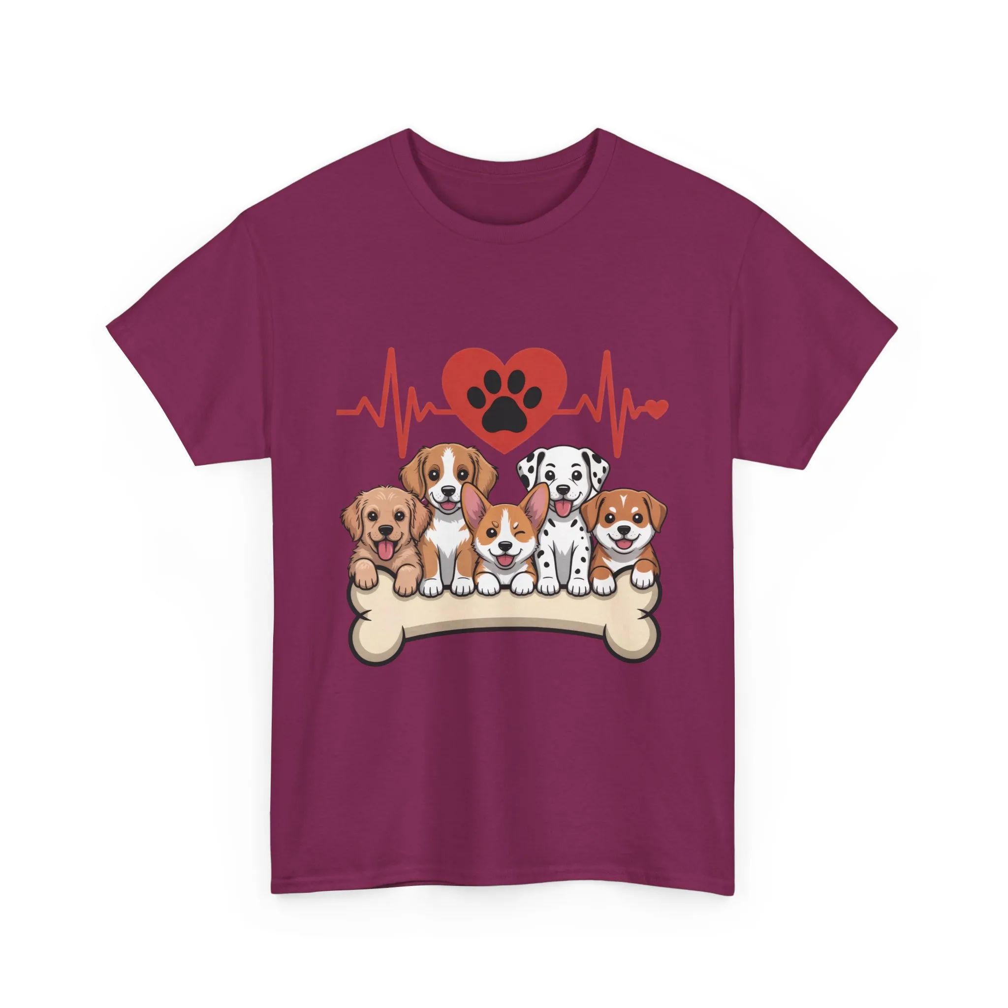 Cute Puppy Heartbeat Women's T-Shirt, Dog Lover Gift, Paw Print Heart Graphic Tee - Image 25
