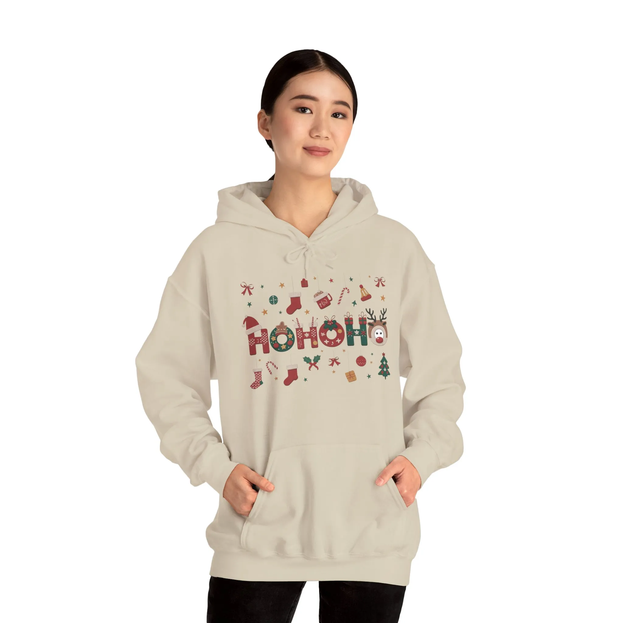 Matching Ho Ho Ho Christmas Sweatshirts, Mom and Daughter Holiday Hoodie Set, Cute Gingerbread - Reindeer Design, Family Christmas Outfits - Image 15