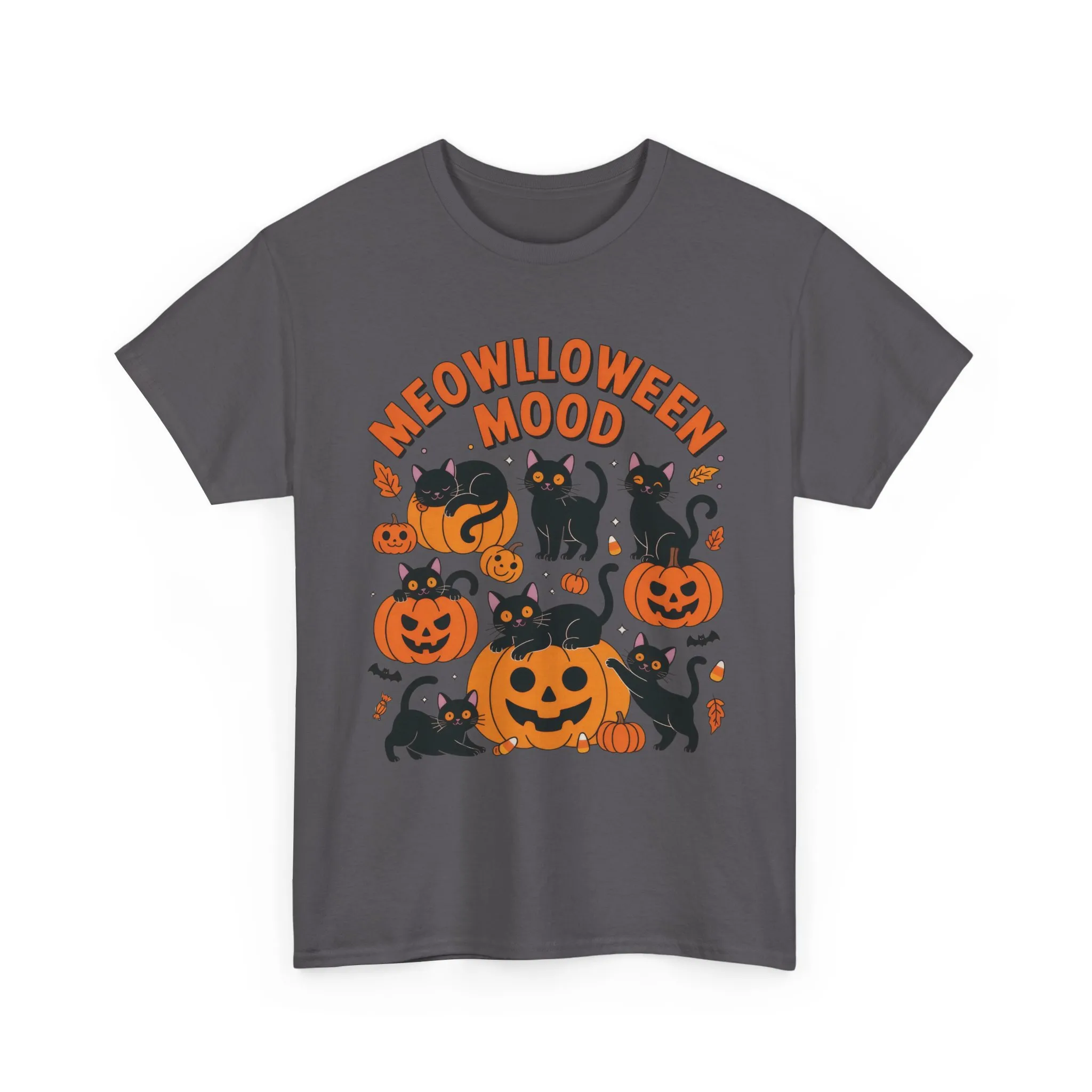 Meowlloween Mood Cat Shirt for Women, Cute Black Cat and Pumpkin Halloween Tee, Cozy Fall Kawaii Spooky Graphic Top, Cat Lover Gift - Image 10