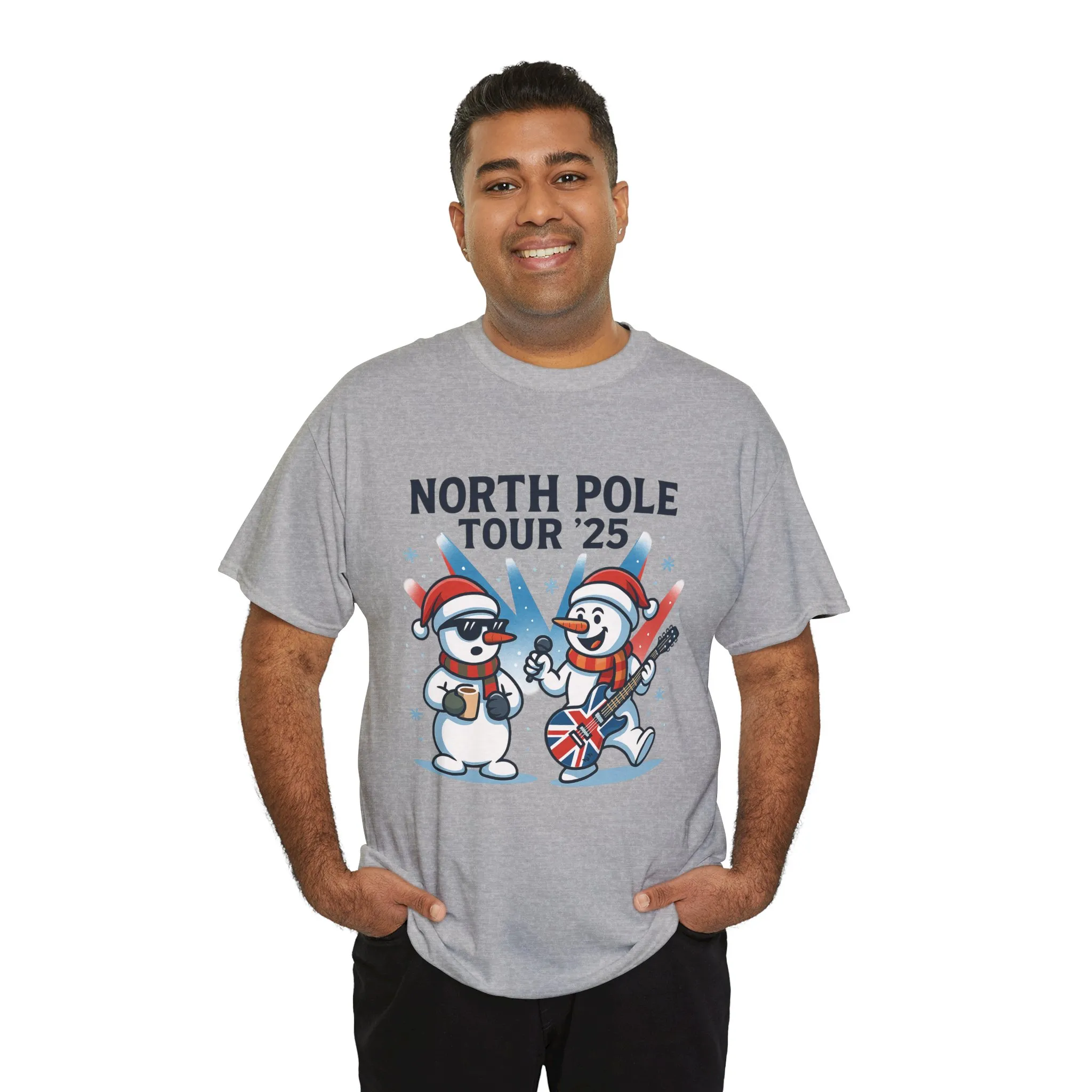 North Pole Tour 25 Men's Christmas T-Shirt, Funny Rock Music Holiday Tee - Image 3
