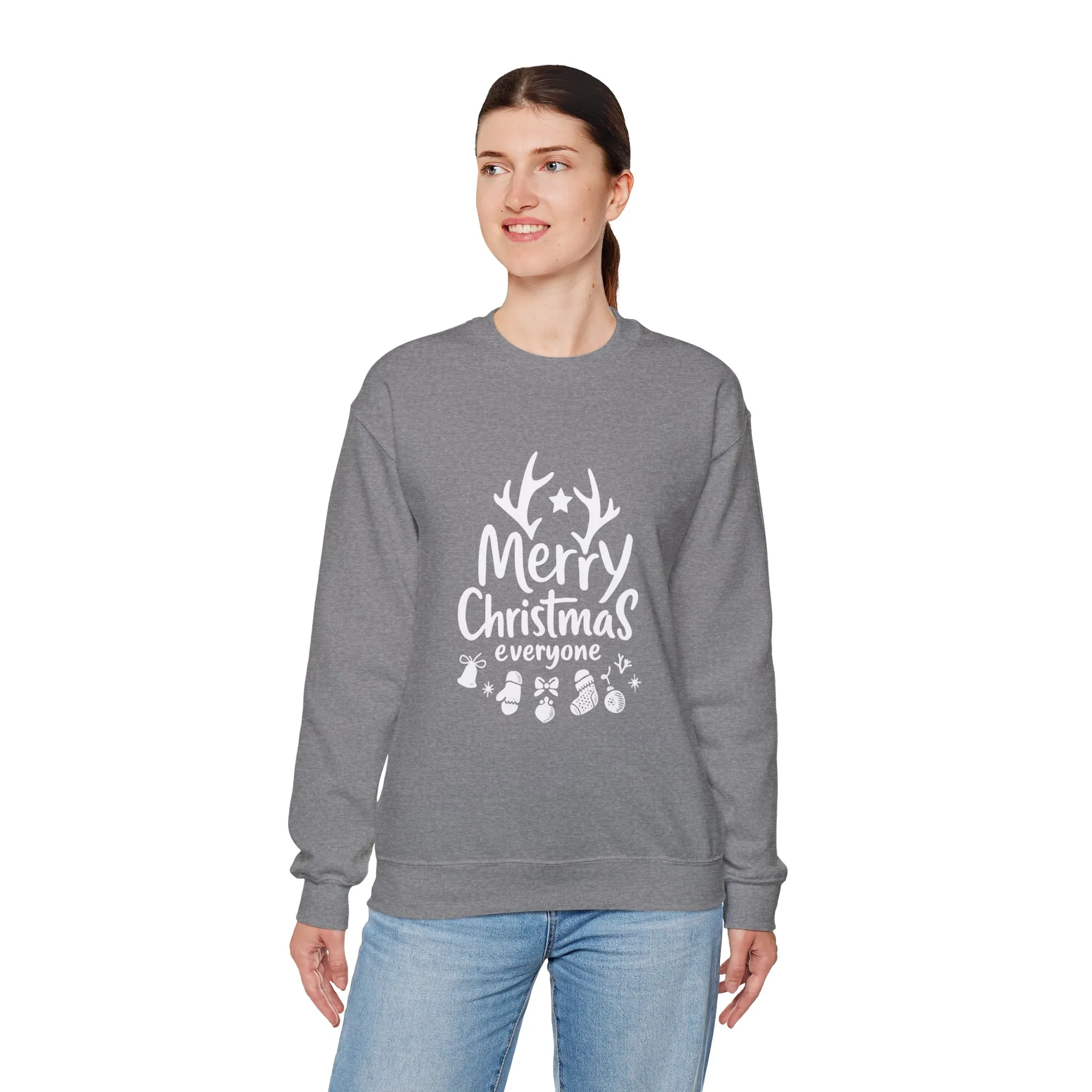 Merry Christmas Everyone Women's Sweatshirt, Cozy Holiday Pullover, Festive Minimal Design Heavy Blend™ Crewneck Sweatshirt - Image 9