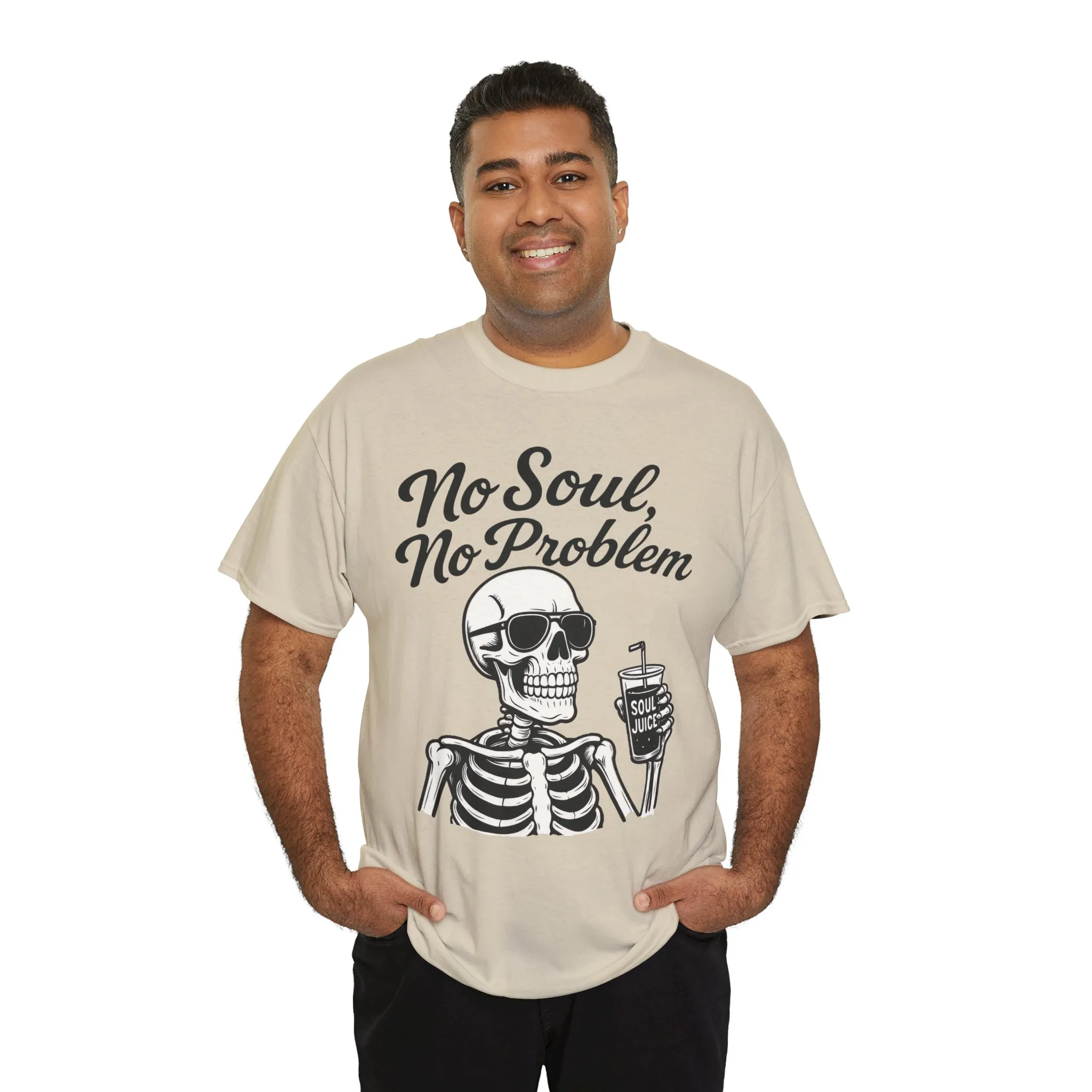 No Soul No Problem Skeleton T-Shirt for Men, Funny Gothic Skull Tee, Cool Spooky Halloween Shirt, Dark Humor Skeleton Graphic Top - Image 12