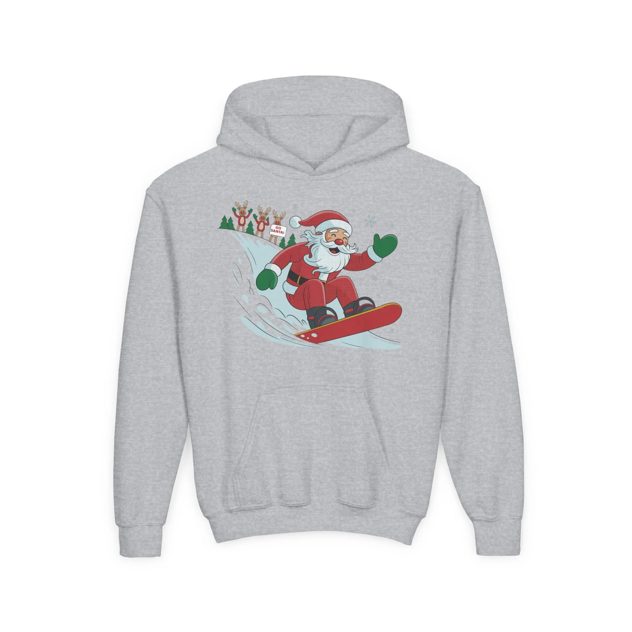 Go Santa Snowboarding Christmas Hoodie, Funny Santa - Reindeer Holiday Hoodie for Kids, Cute Winter Sports Christmas Sweatshirt - Image 9