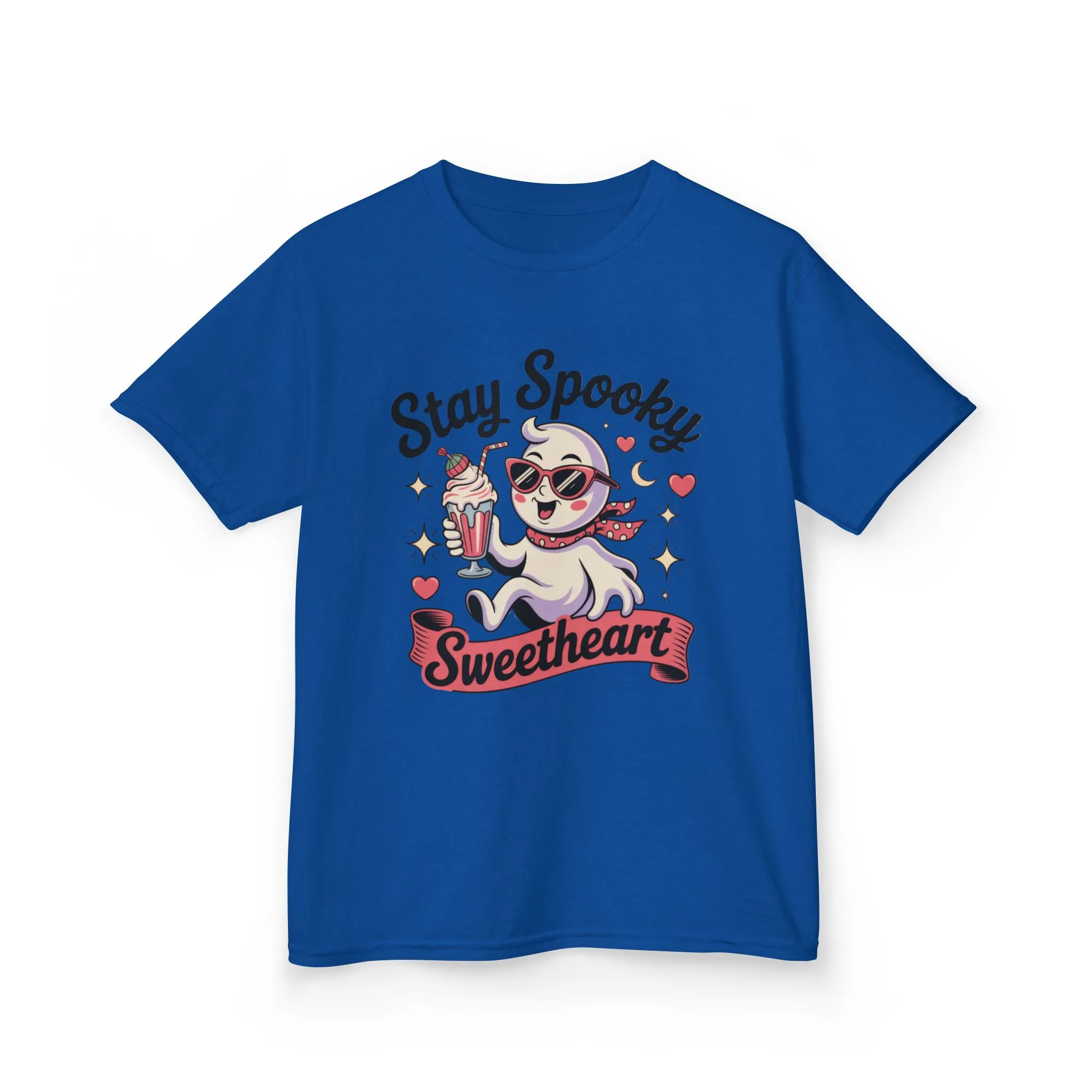 Girls Halloween Ghost T-Shirt, Stay Spooky Sweetheart Tee for Kids, Cute Retro Style Tween Girl Outfit Gift, Kids Heavy Cotton⢠Tee - Image 13