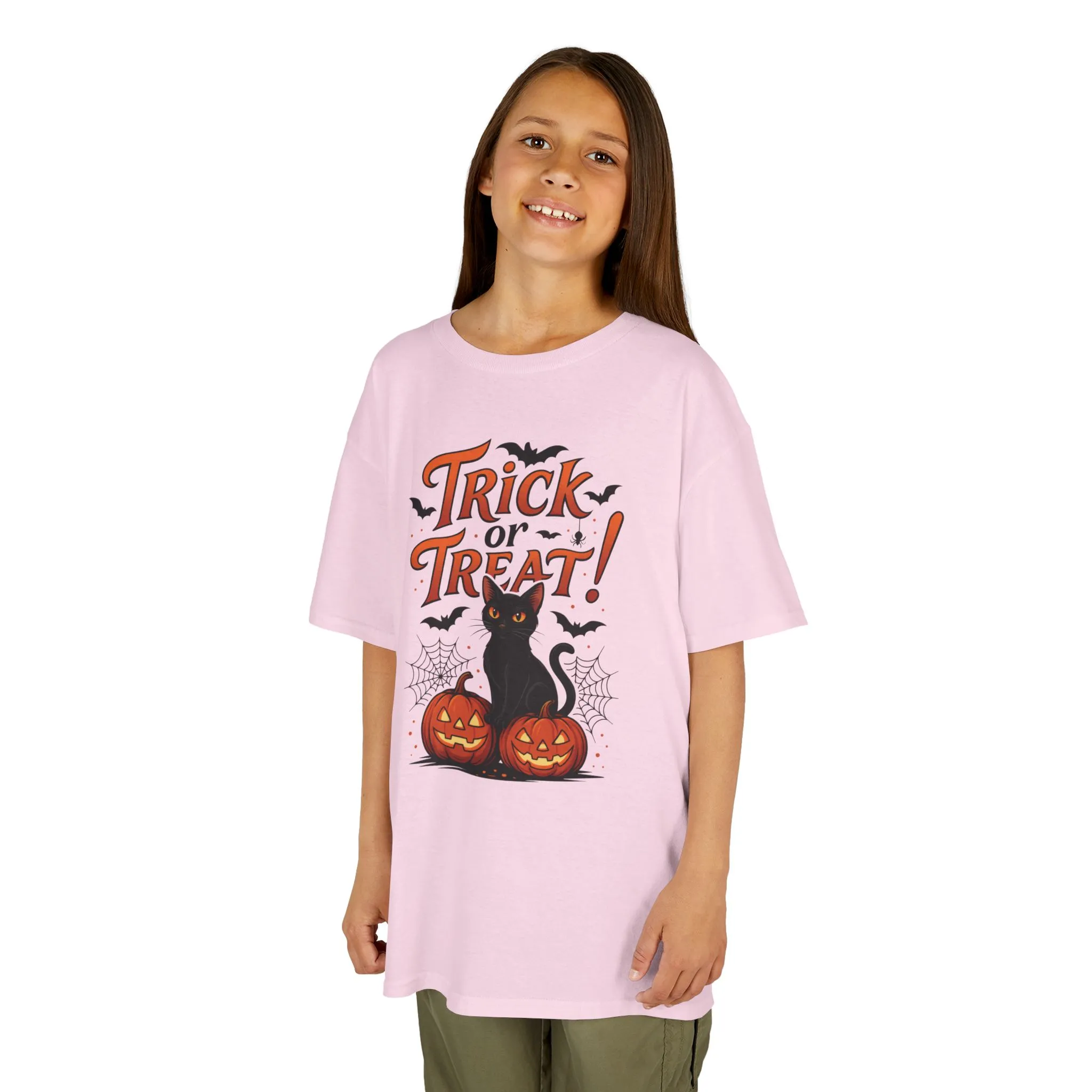 Cute Trick or Treat Black Cat T-Shirt for Girls Boys, Fun Spooky Halloween Tee, Pumpkin Cat Shirt for Kids, Fall Party Outfit - Image 23