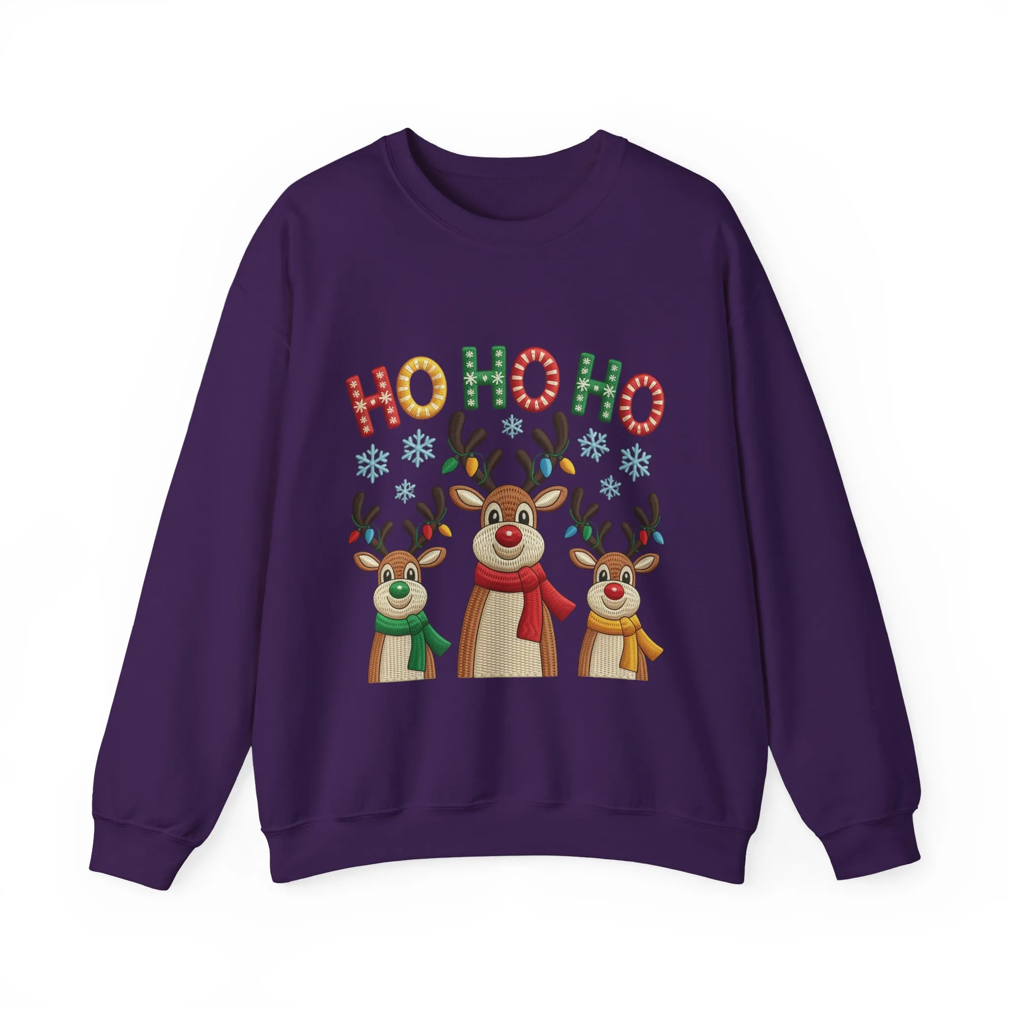Ho Ho Ho Reindeer Christmas Sweatshirt, Cute Holiday Pullover for Women - Image 16