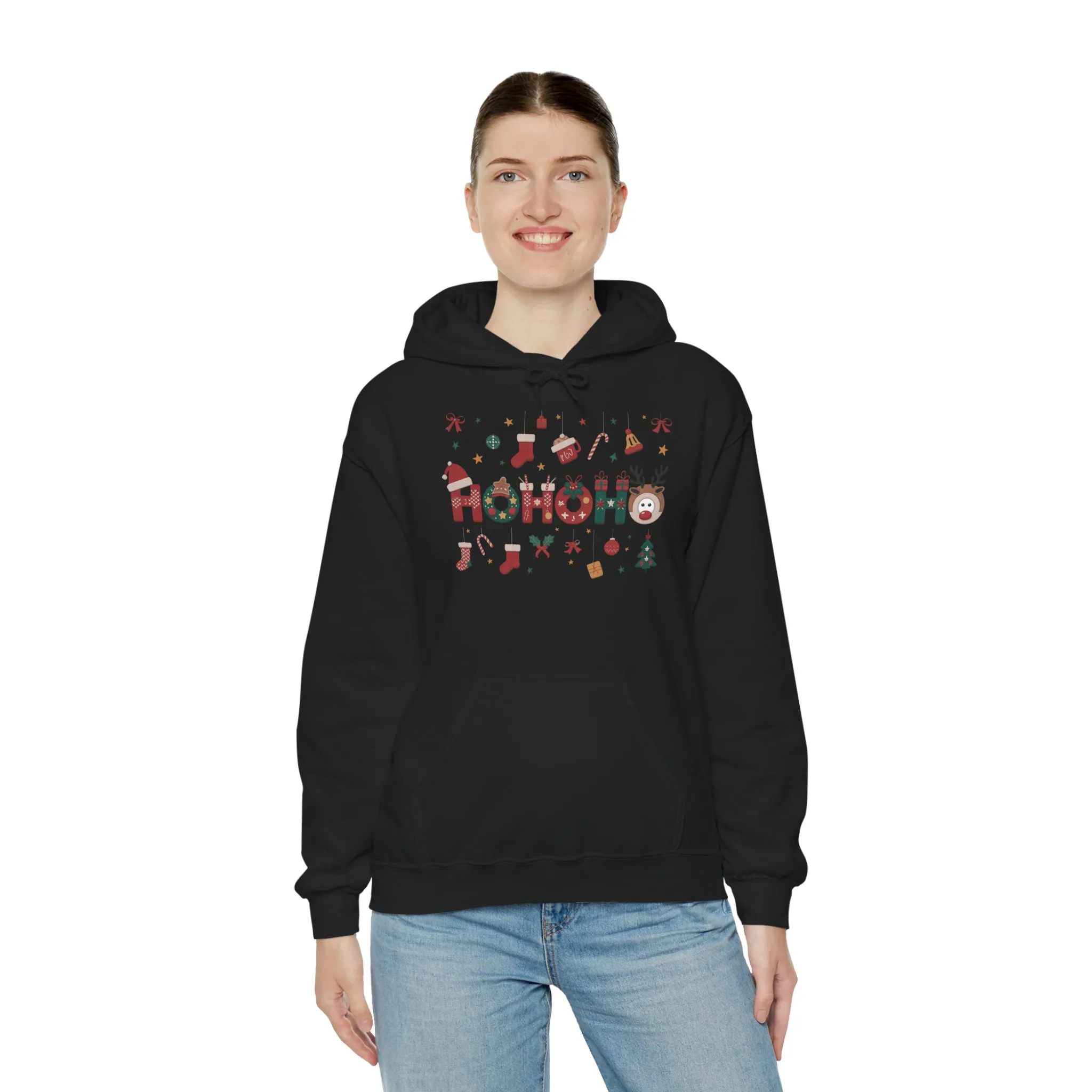 Matching Ho Ho Ho Christmas Sweatshirts, Mom and Daughter Holiday Hoodie Set, Cute Gingerbread - Reindeer Design, Family Christmas Outfits - Image 12