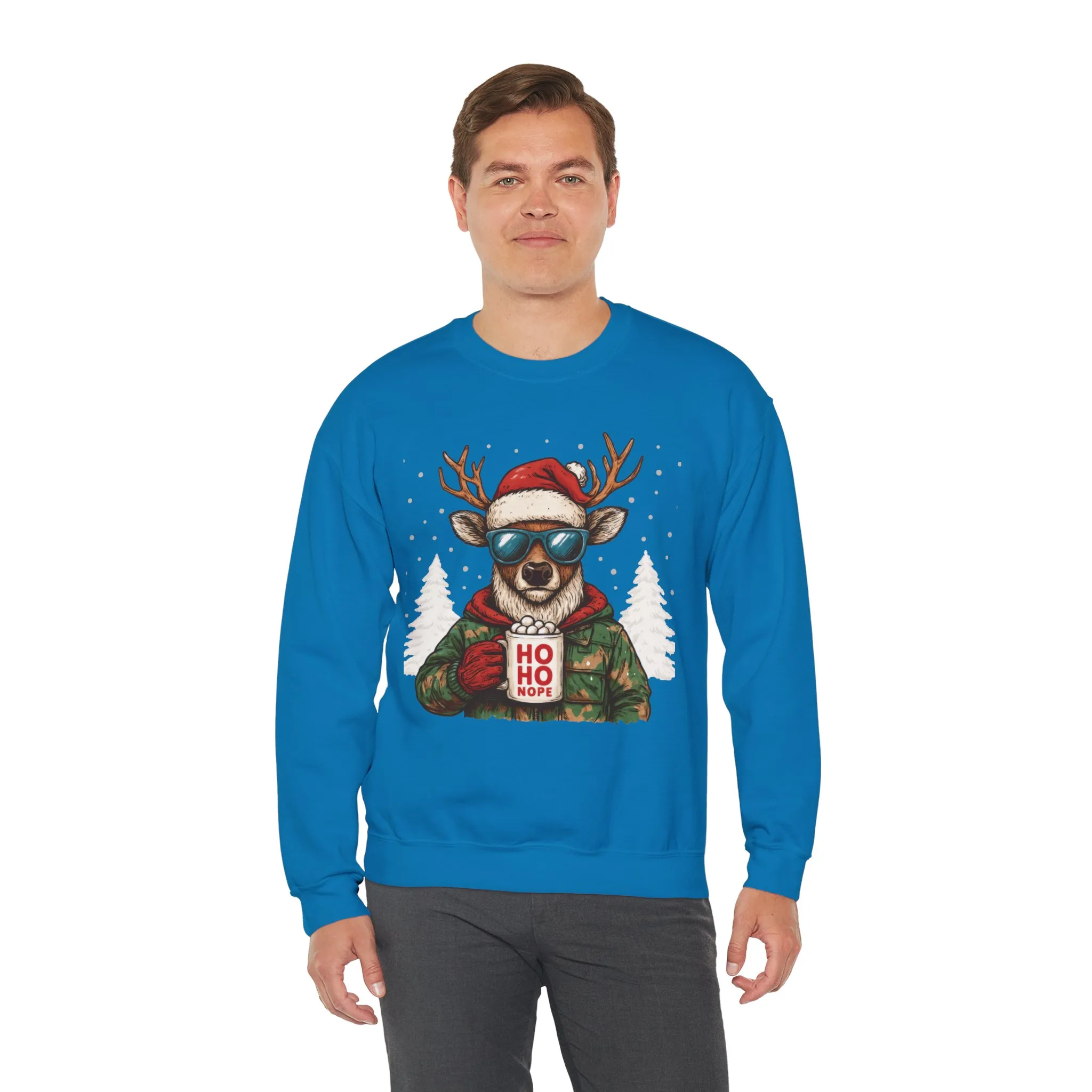 Men's HO HO NOPE Funny Christmas T-Shirt, Cool Reindeer Holiday Tee - Image 18