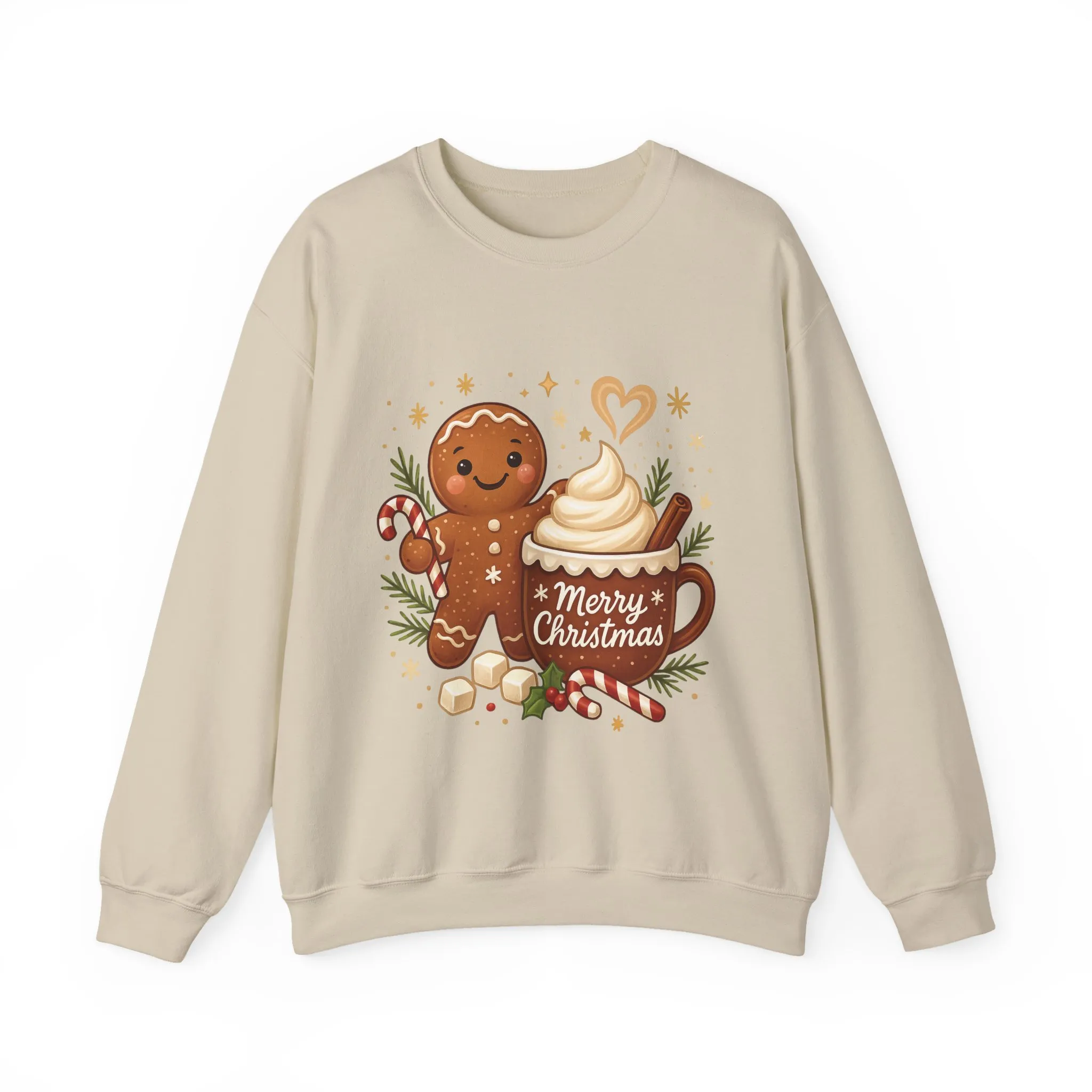 Women's Gingerbread - Hot Cocoa Christmas Sweatshirt, Cozy Holiday Pullover, Women's Heavy Blend™ Crewneck Sweatshirt - Image 2