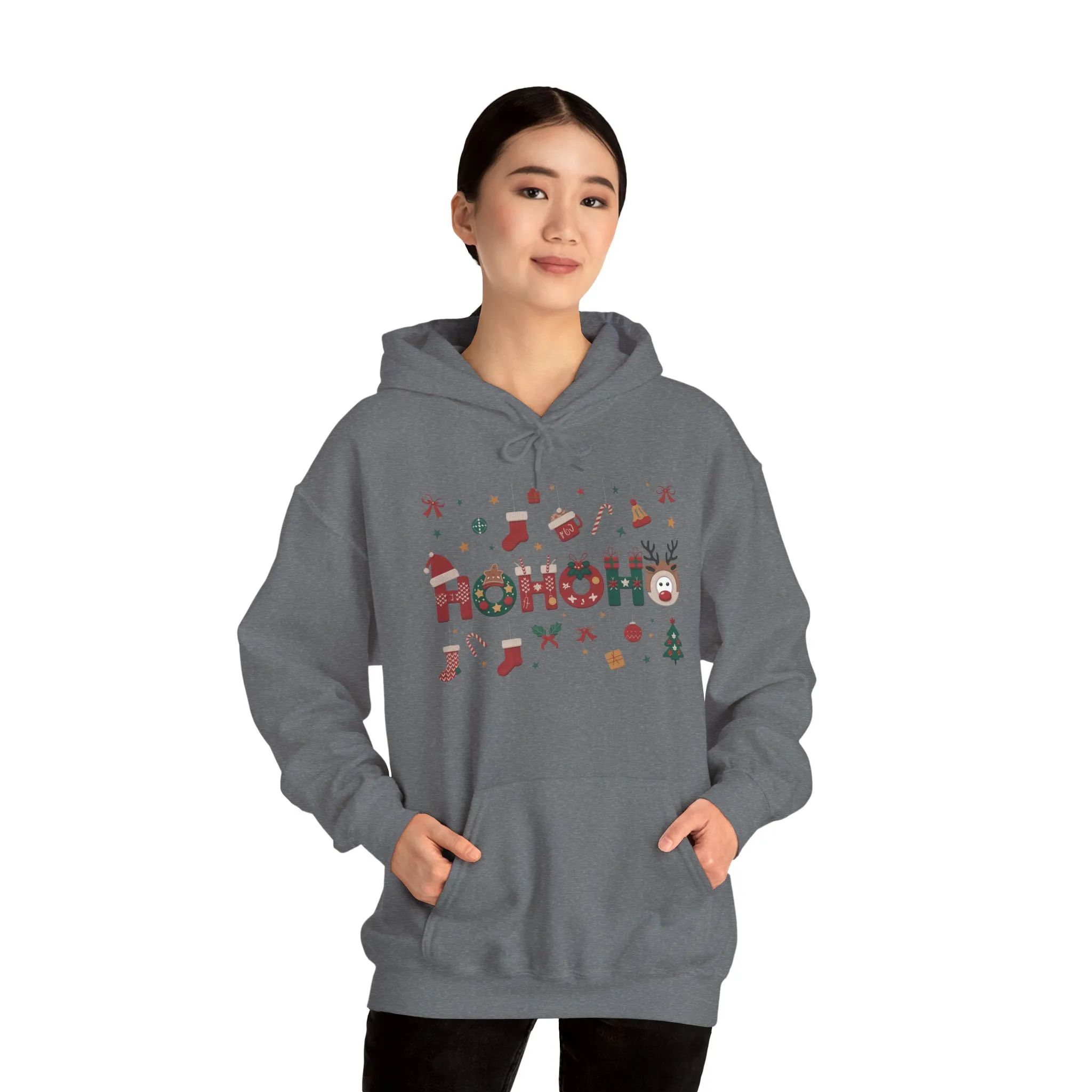 Matching Ho Ho Ho Christmas Sweatshirts, Mom and Daughter Holiday Hoodie Set, Cute Gingerbread - Reindeer Design, Family Christmas Outfits - Image 23