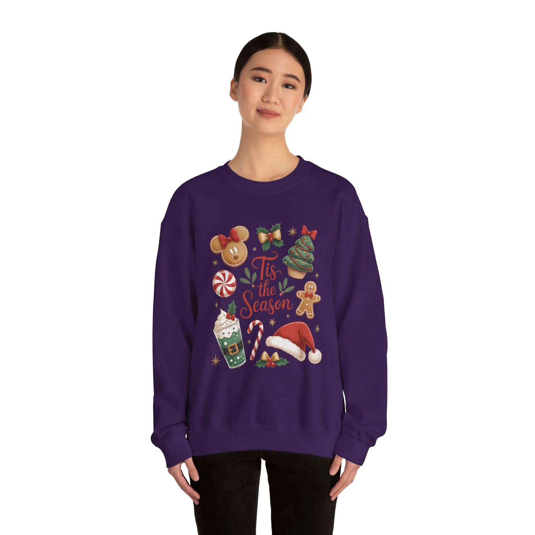 Women's Tis the Season Christmas Sweatshirt, Cozy Cookie - Cocoa Holiday Jumper, Women's Crewneck Sweatshirt - Image 21